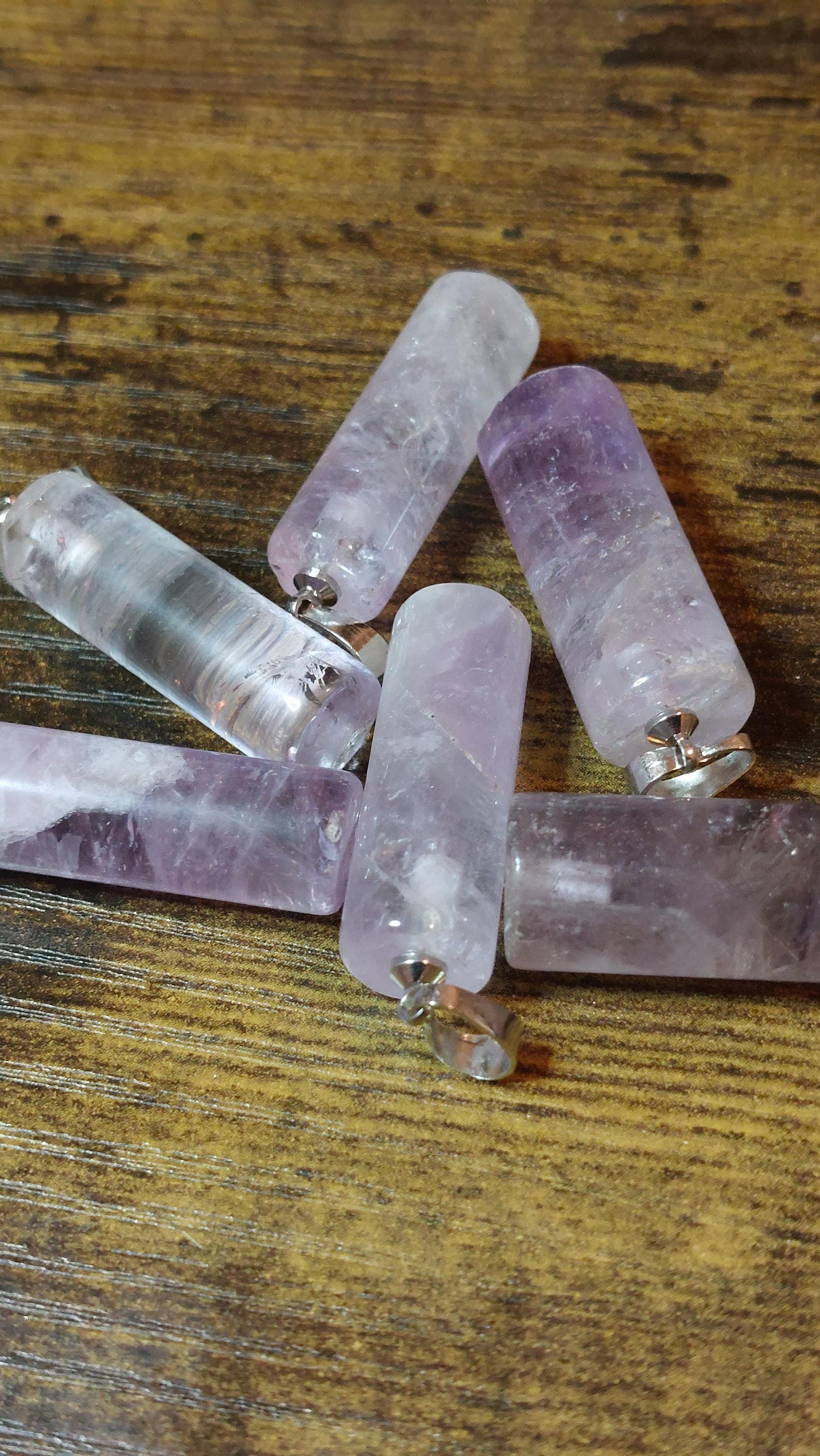 Natural Amethyst Column Pendant 34x10mm