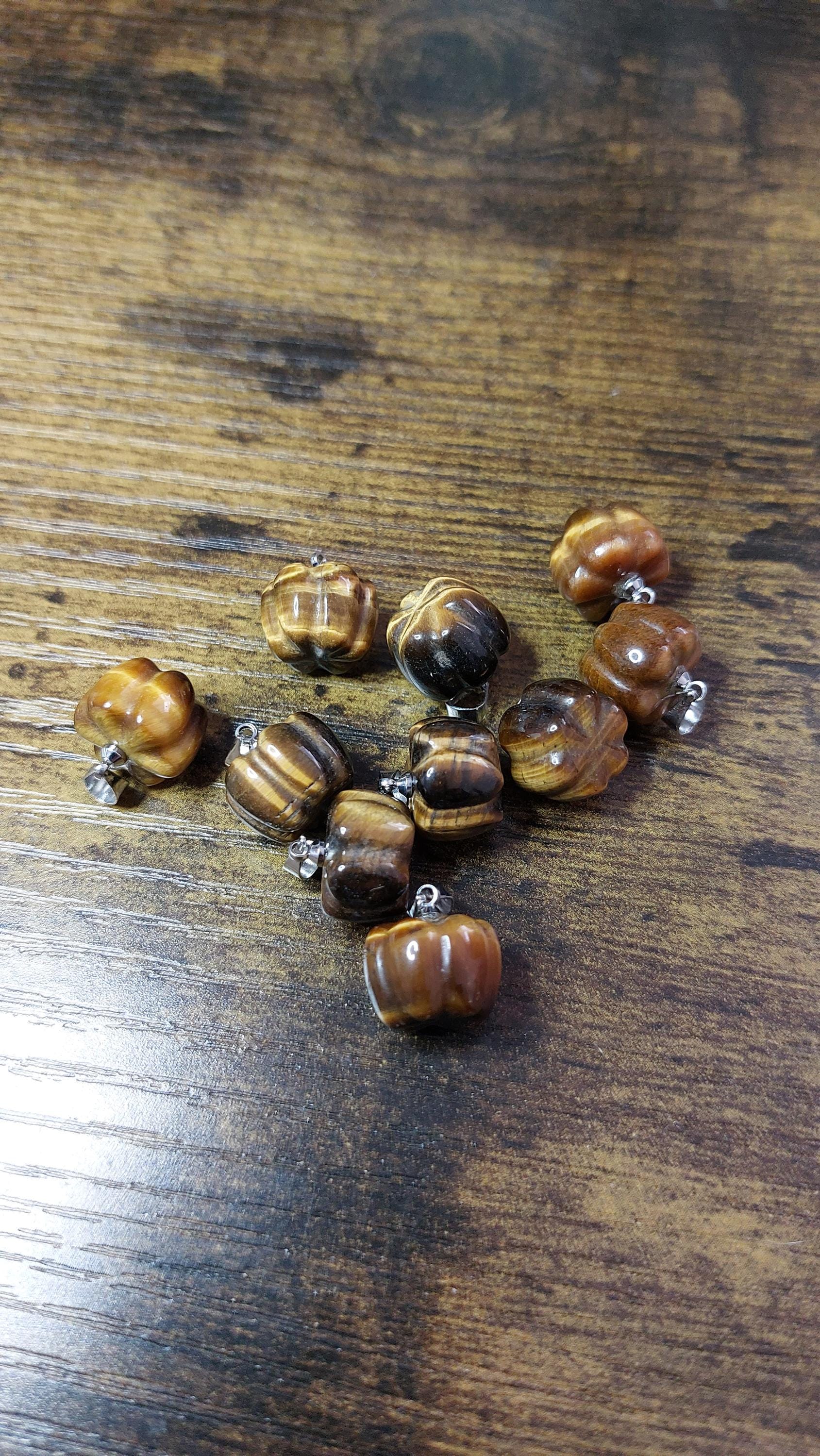 Natural Tiger Eye Pumpkin Charms 13mm