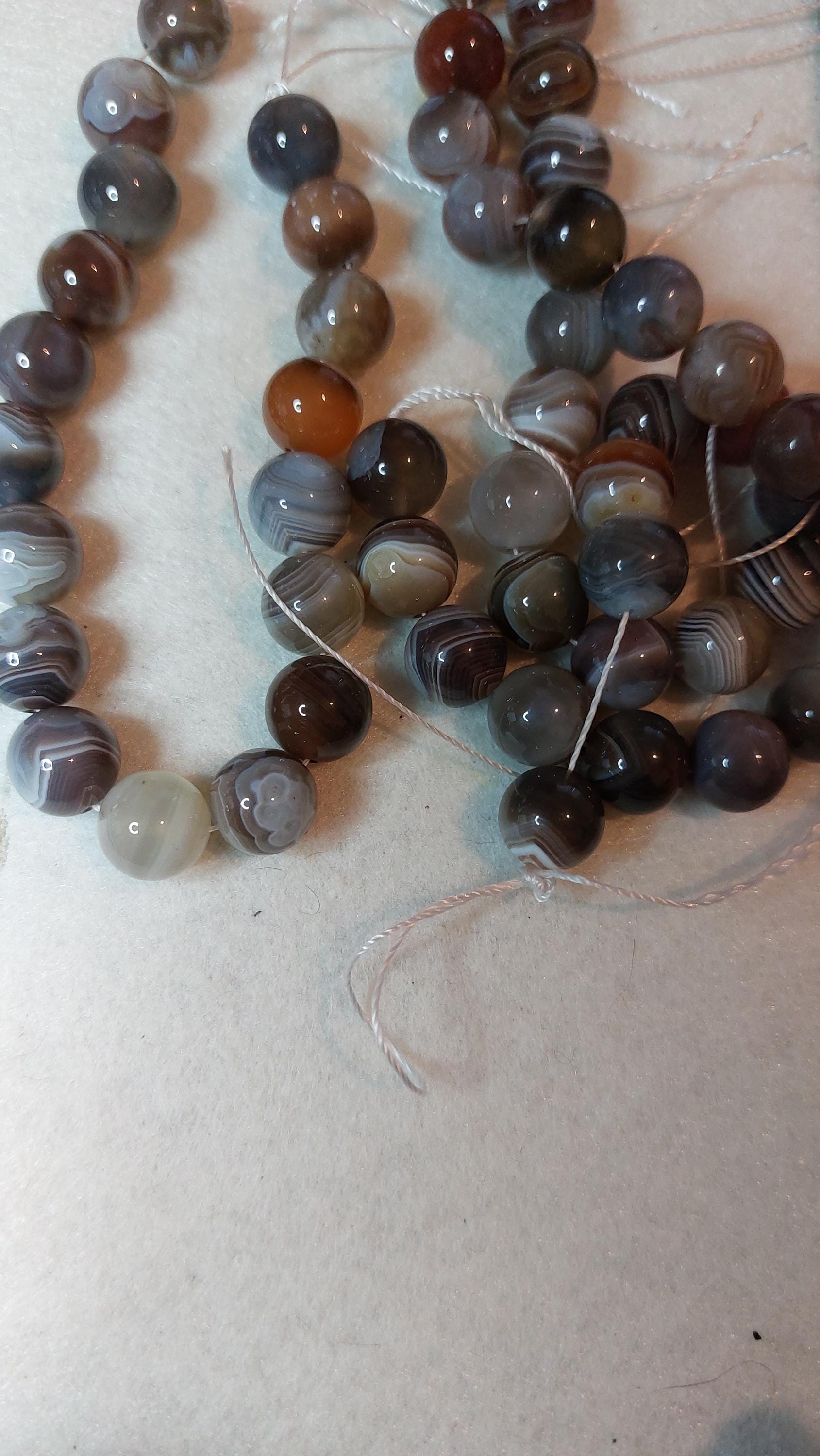 10mm natural Botswana agate, 7 inch strand