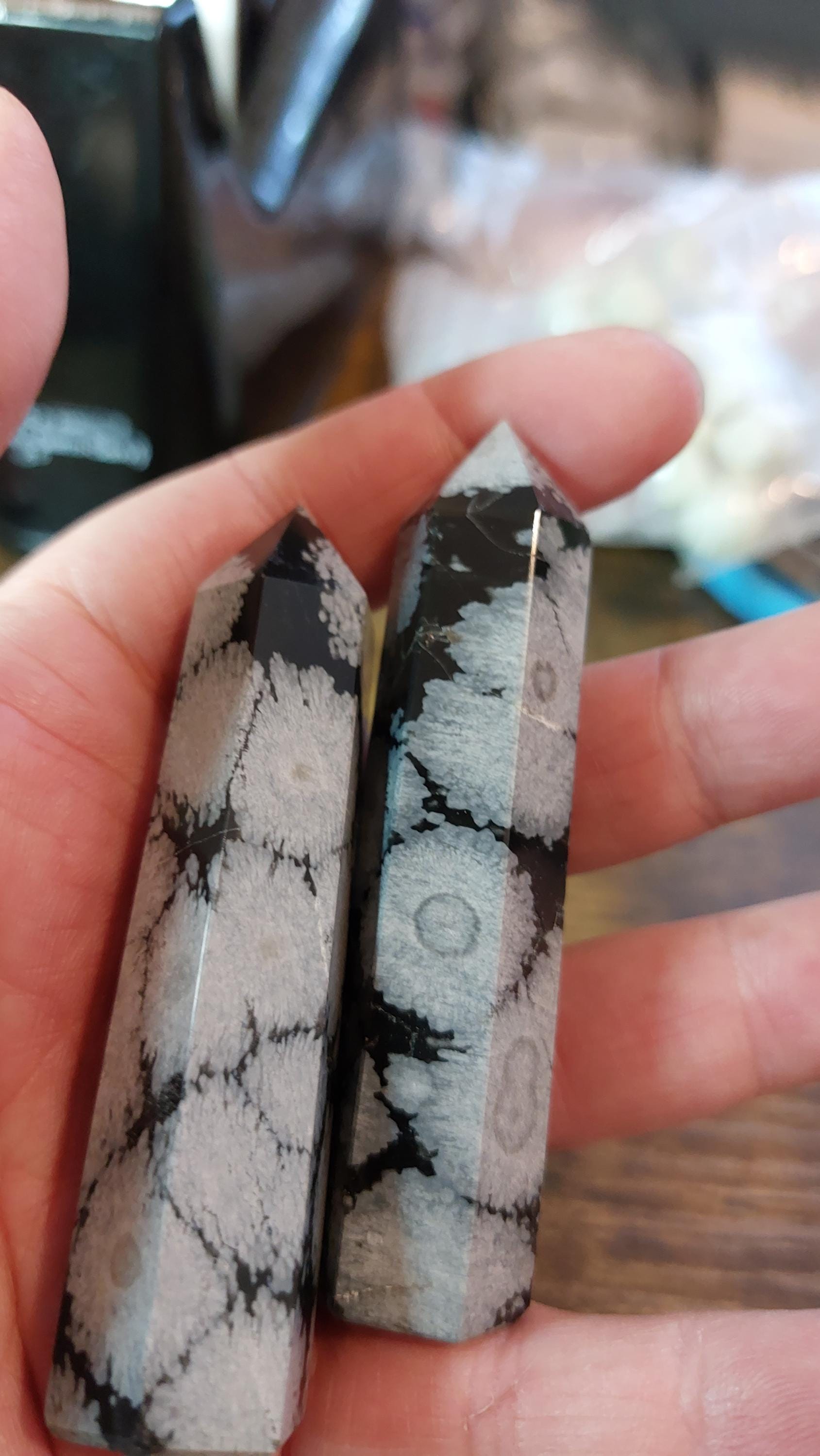 Natural Snowflake Obsidian tower