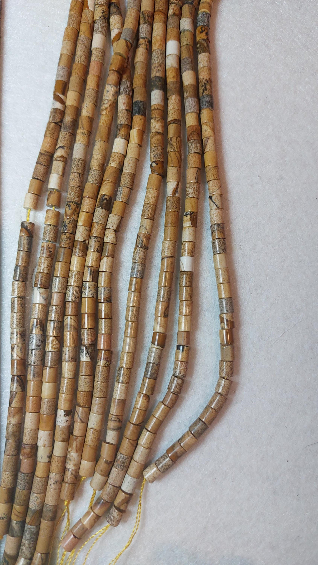 Natural Picture jasper 4mm tube beads, strand of 15"