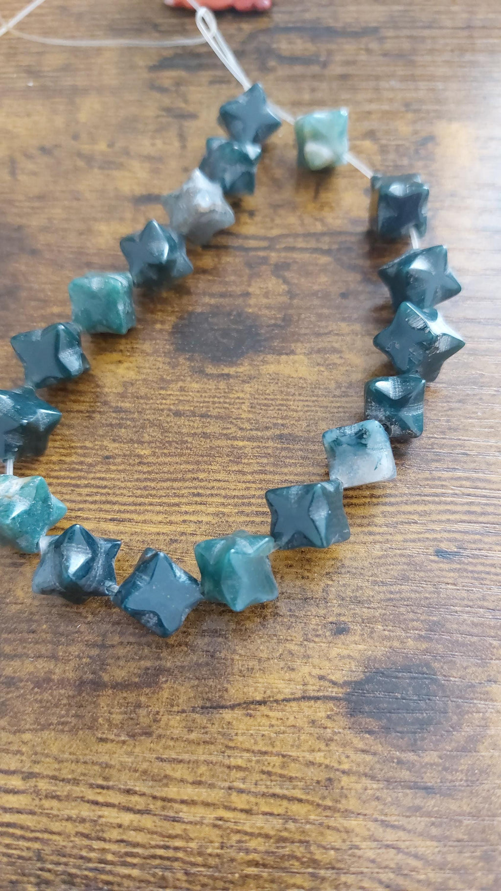 Natural Moss Agate Merkaba Beads 9mm — Pack of 8