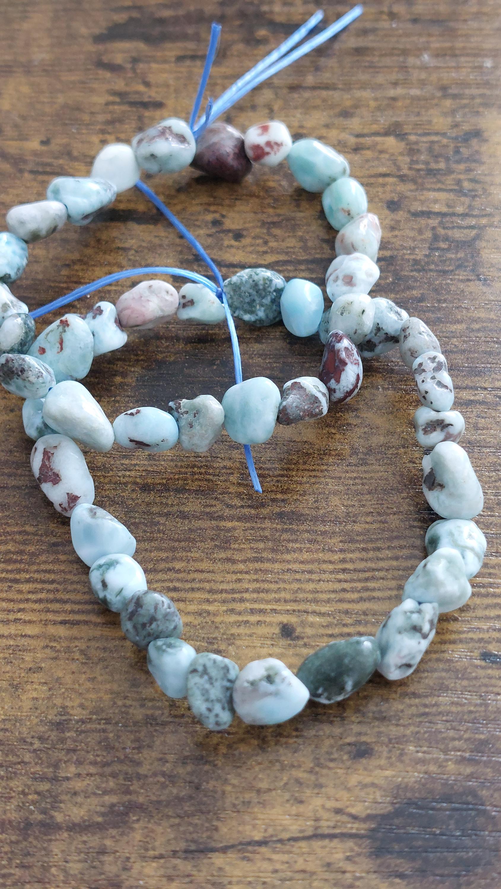 Larimar Beaded Bracelet: Oval Tumbled Gemstone