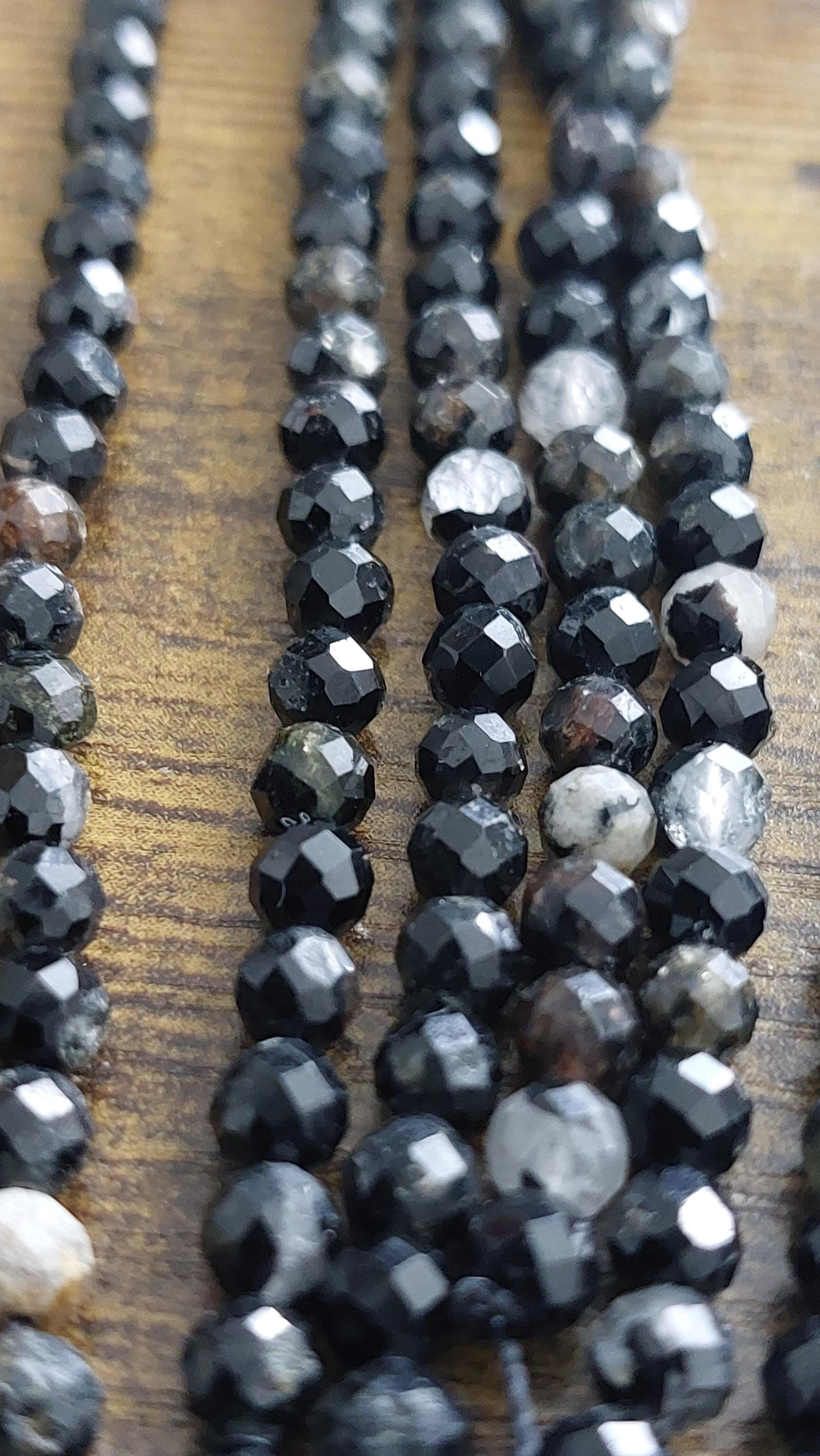 black tourmaline 4mm Faceted beads