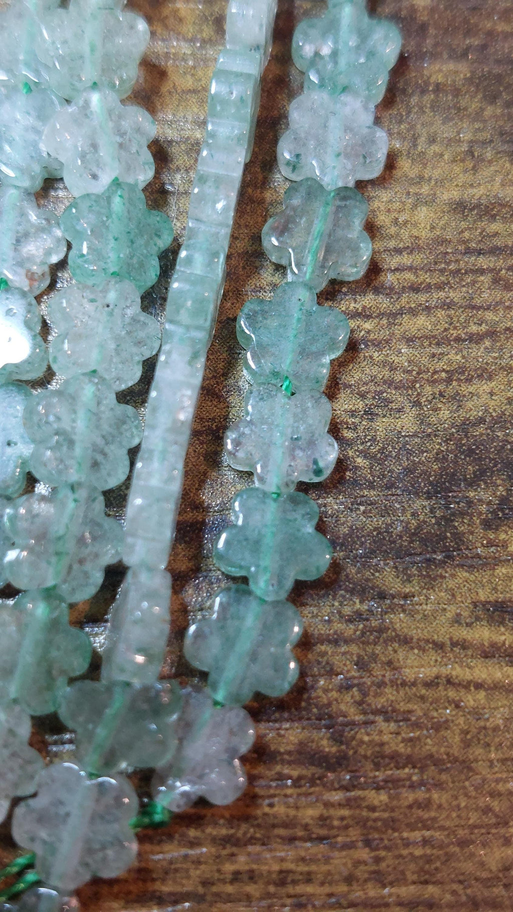 Natural Green Strawberry Quartz Flower Beads 6mm