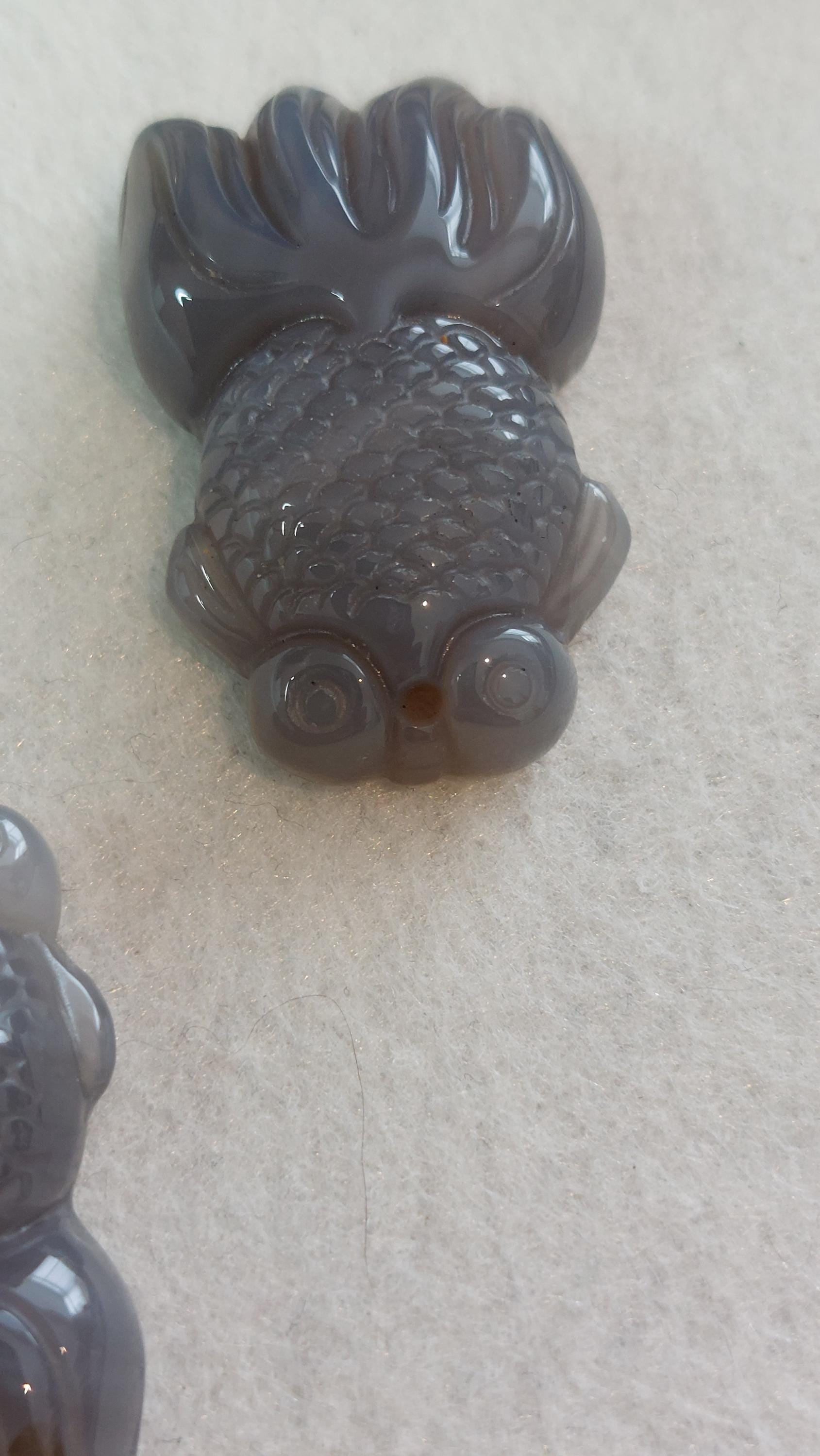 natural Grey Agate fish pendant