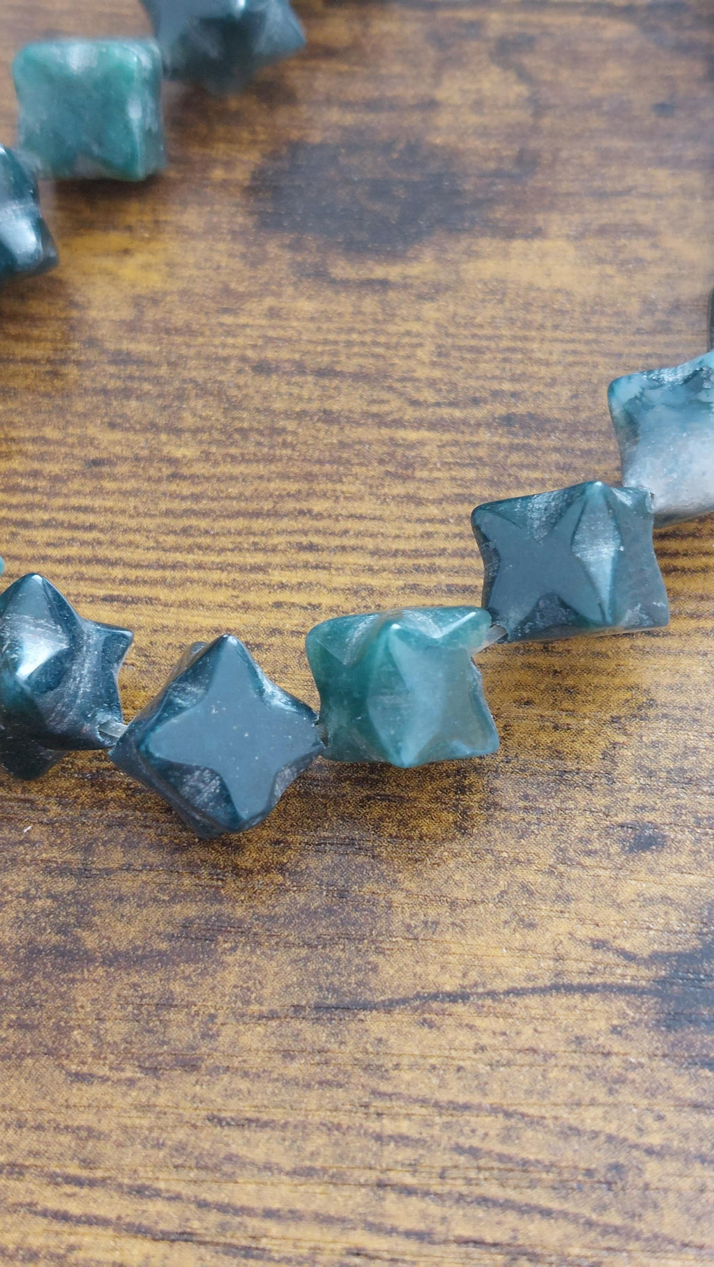 Natural Moss Agate Merkaba Beads 9mm — Pack of 8