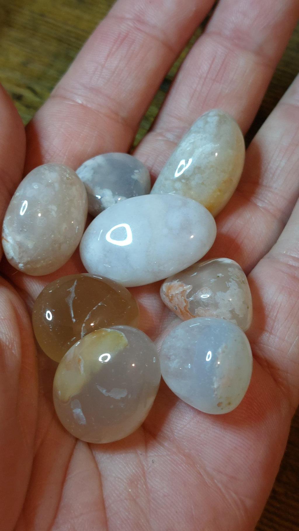 Natural cherry blossom agate tumbled stone 50g
