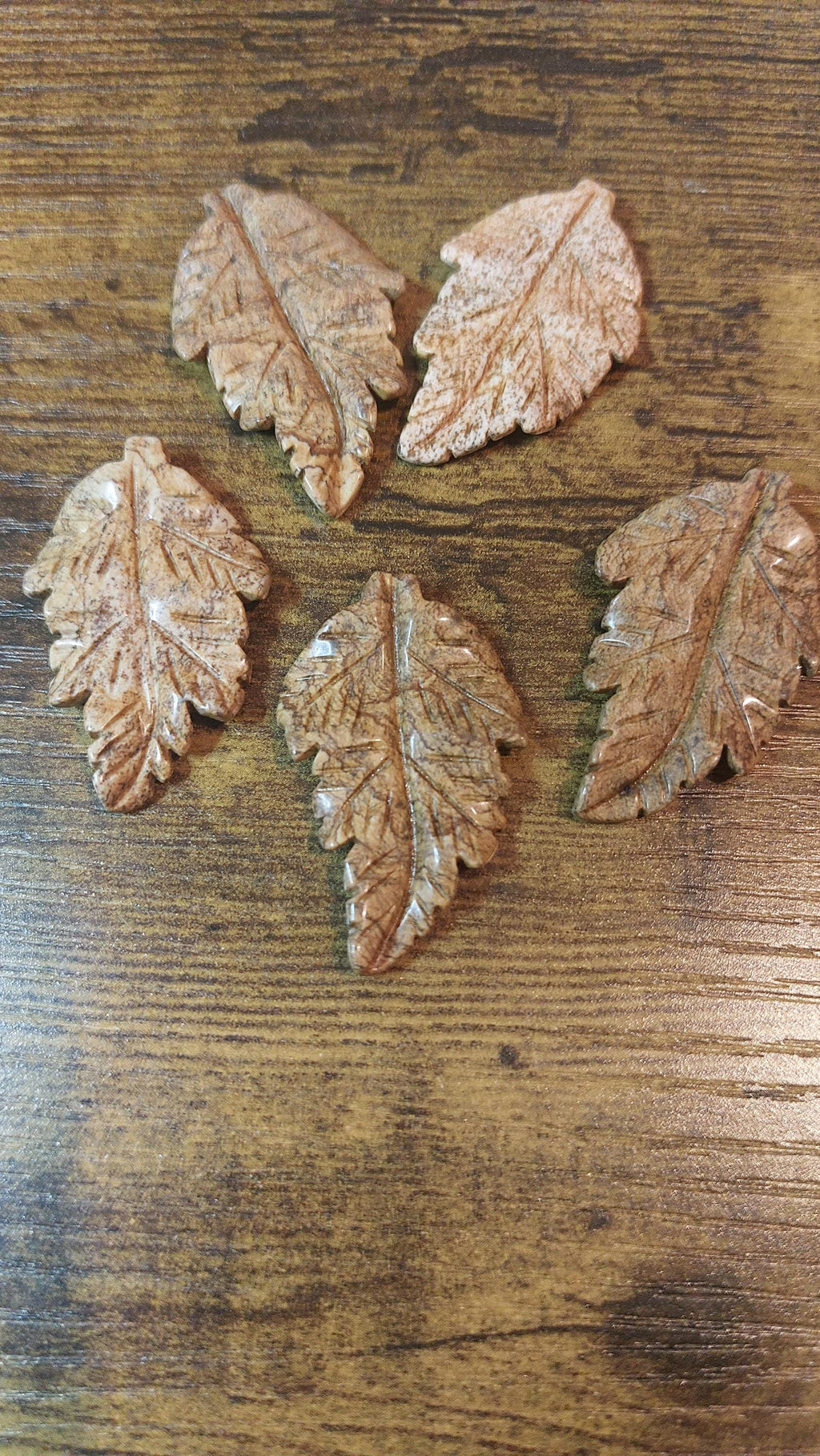 Natural Picture Jasper Leaf Pendant 41mm