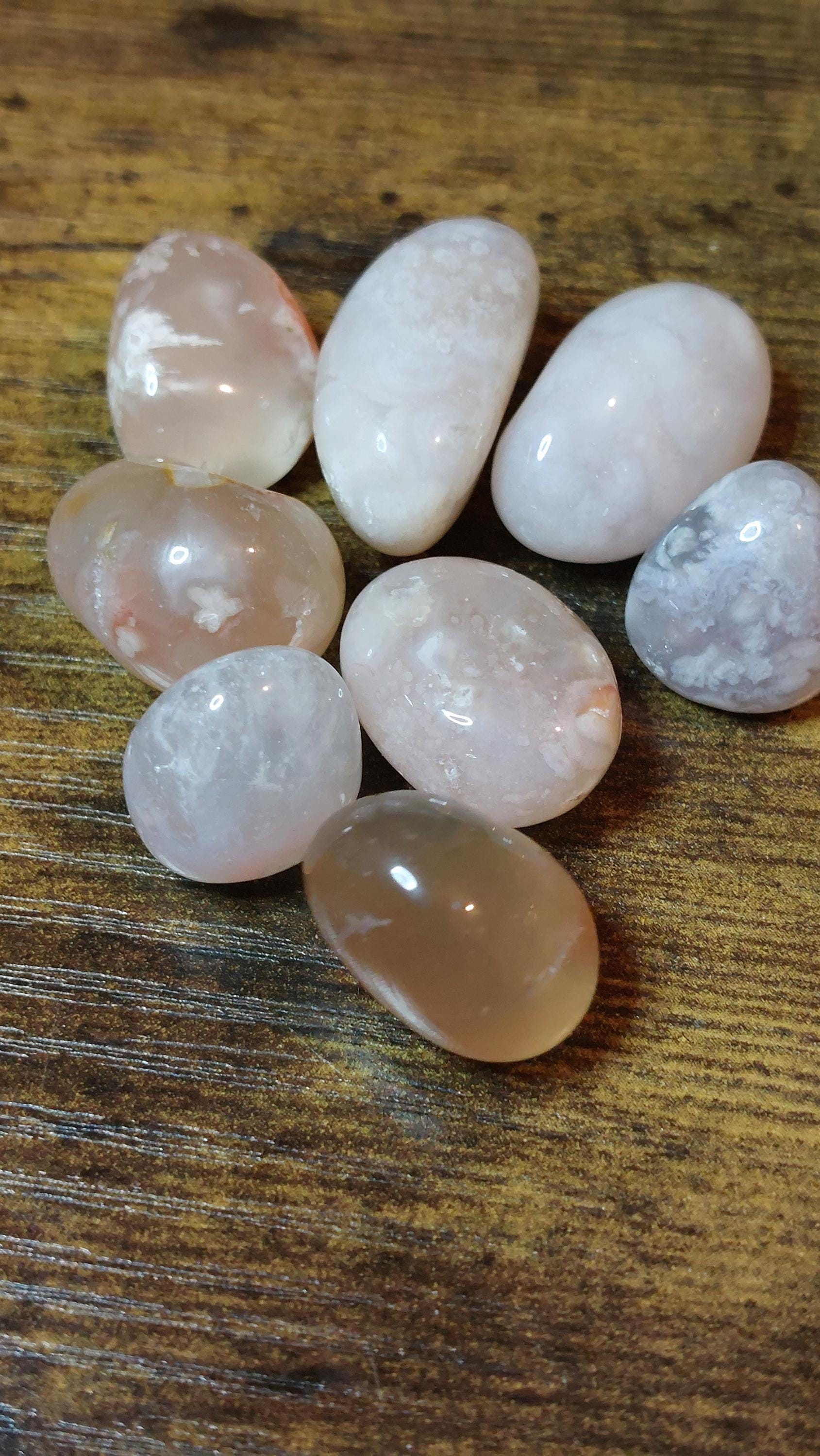 Natural cherry blossom agate tumbled stone 50g