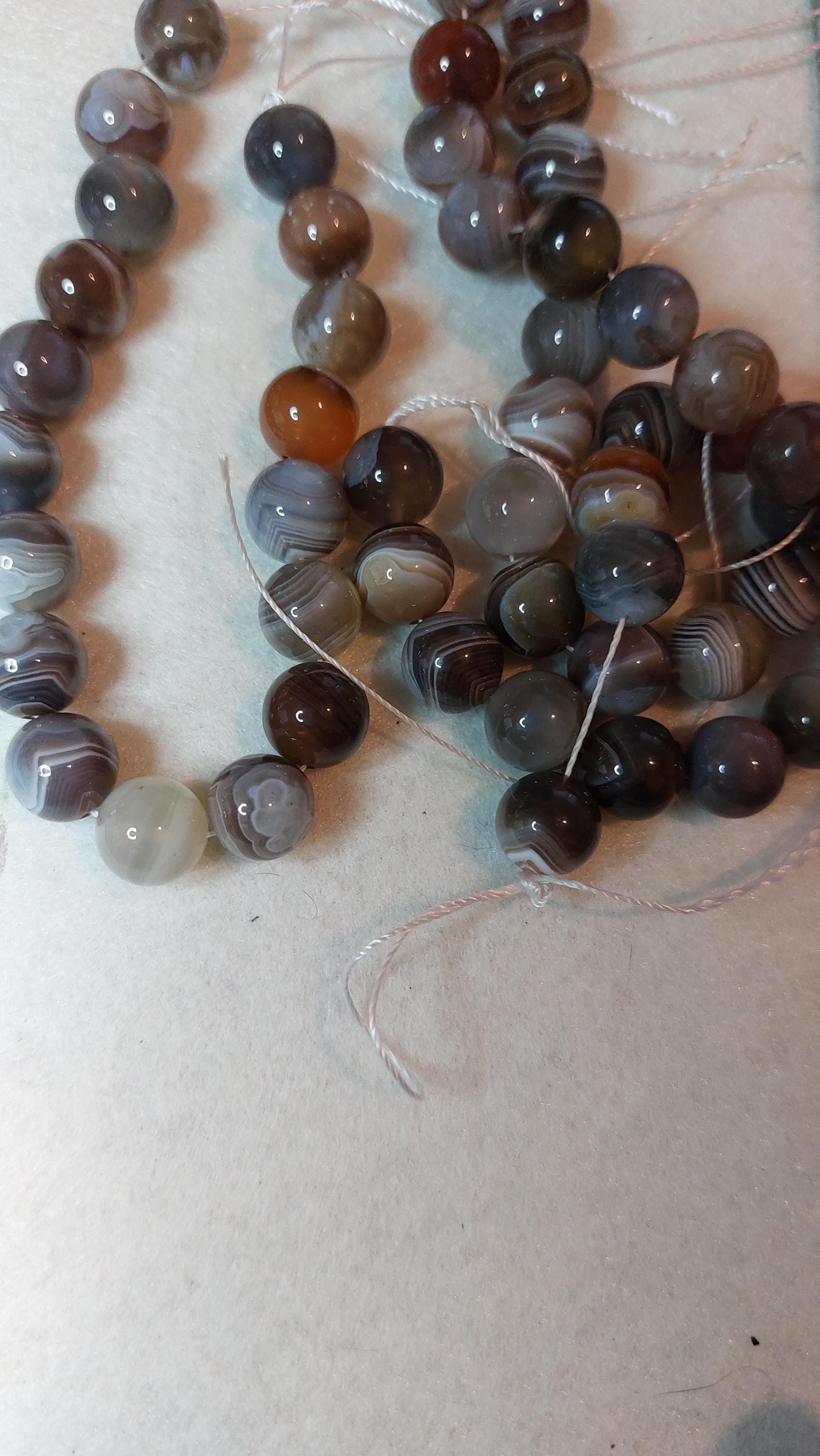 10mm natural Botswana agate, 7 inch strand