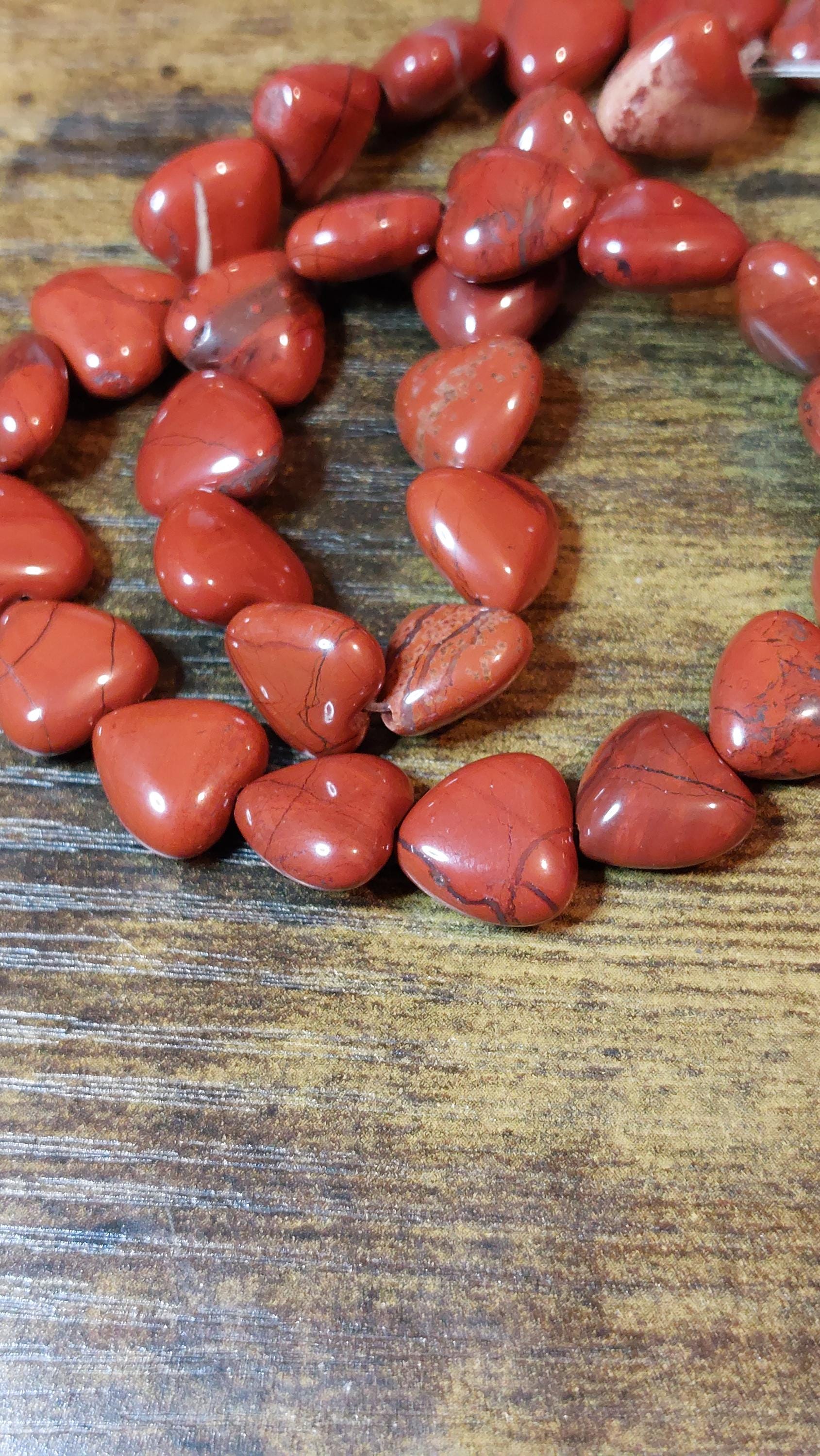 Natural Red Jasper Heart Beads 12mm