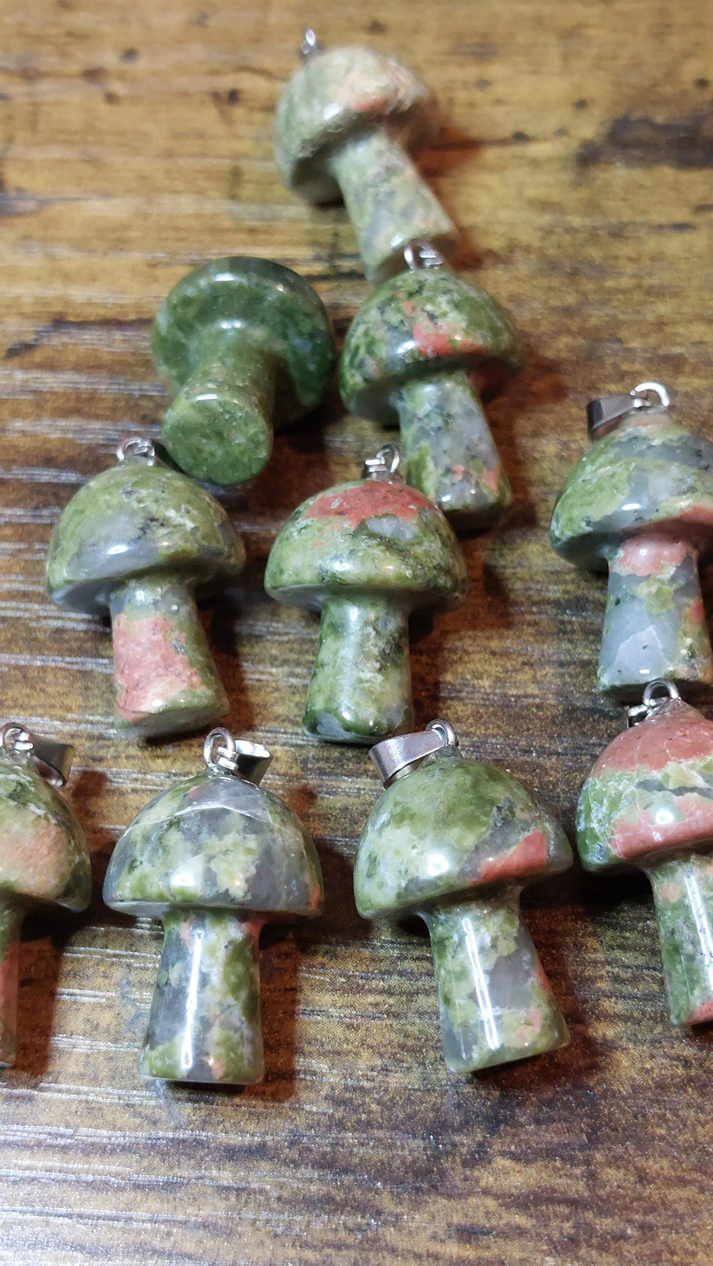 natural unakite mushrooms pendants