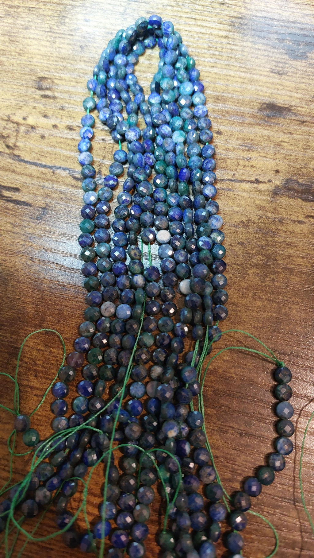 Chrysocolla & Lapis Lazuli Beads — 4mm Faceted Flat Round (15.2" Strand)