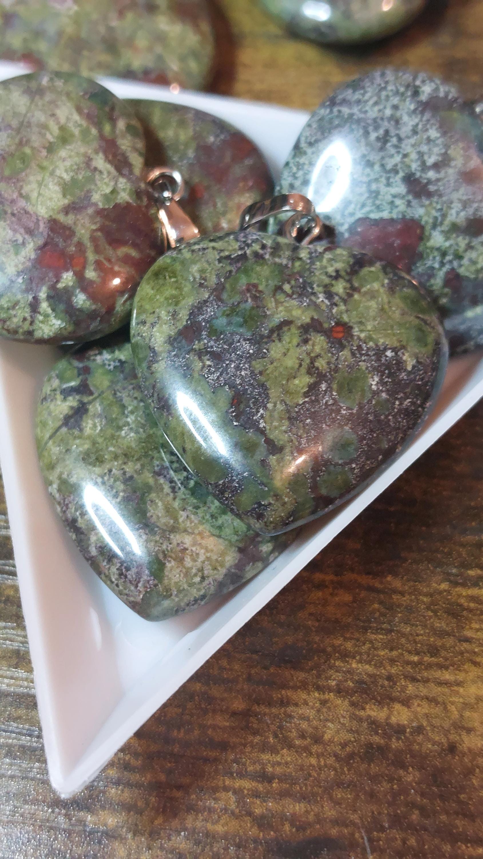 Natural Dragon Blood Jasper Heart Pendant 27x25mm