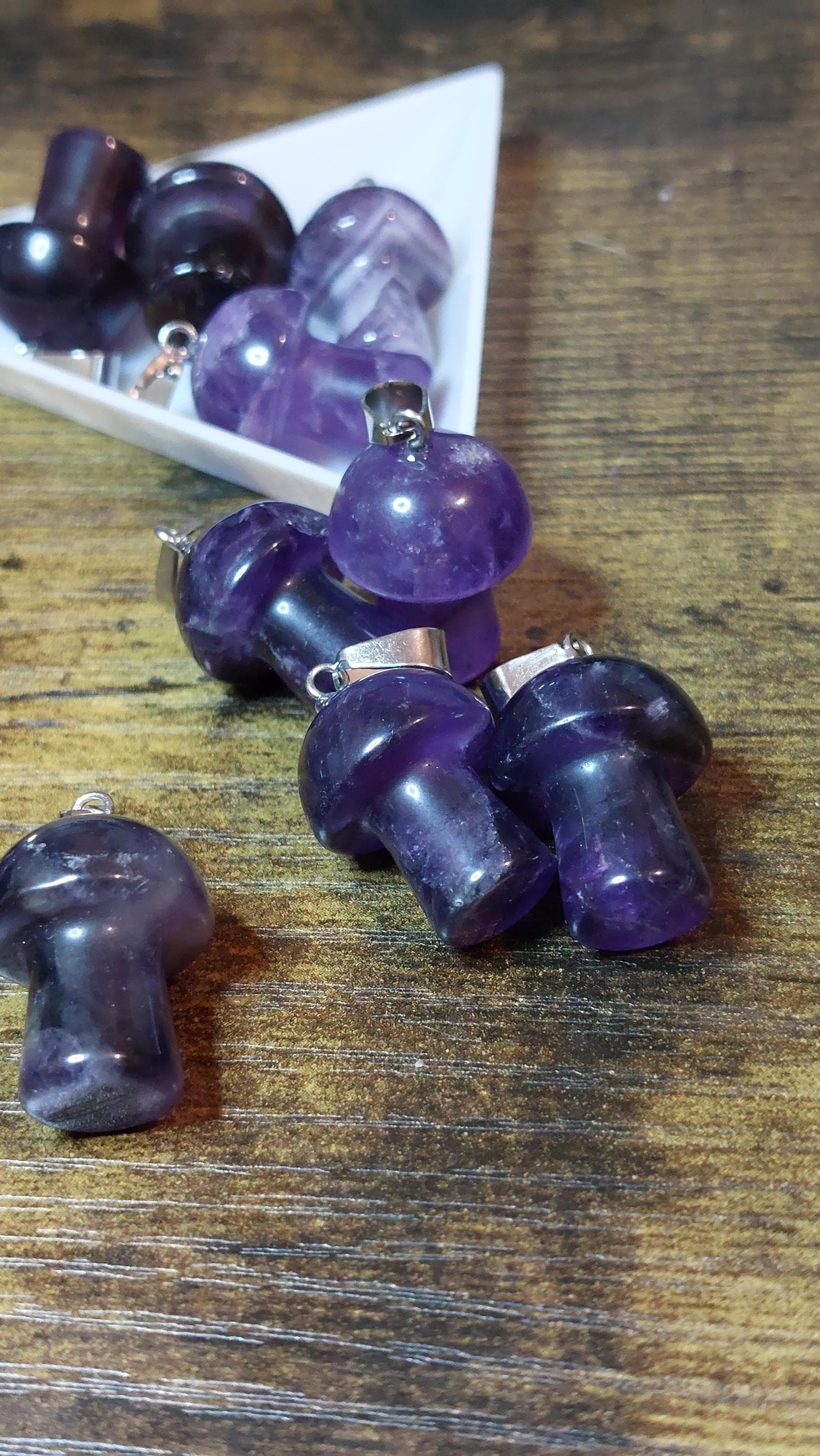 Natural amethyst pendants mushrooms