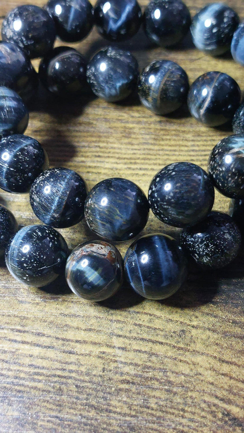 Bracelet blue tiger eye big beads