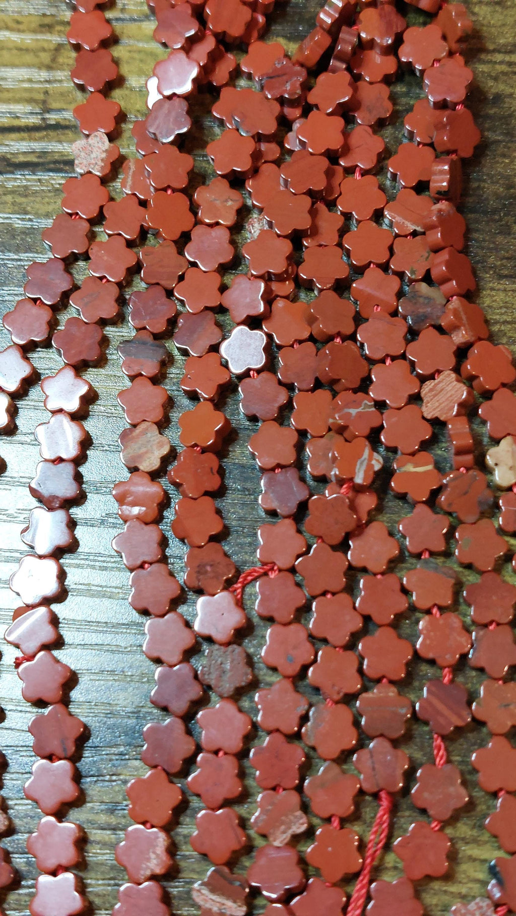 Natural Red Jasper Flower Beads 6mm