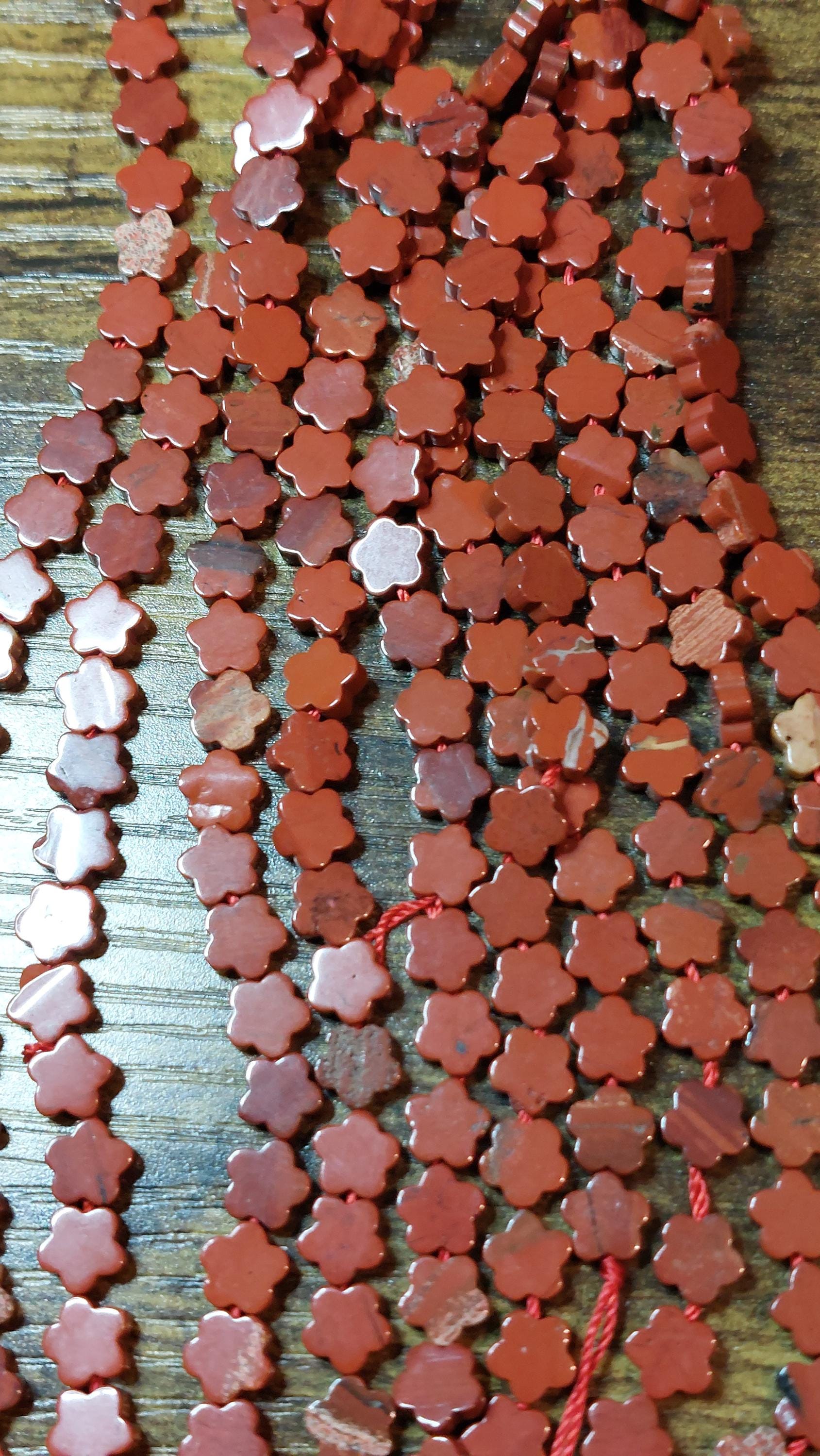 Natural Red Jasper Flower Beads 6mm