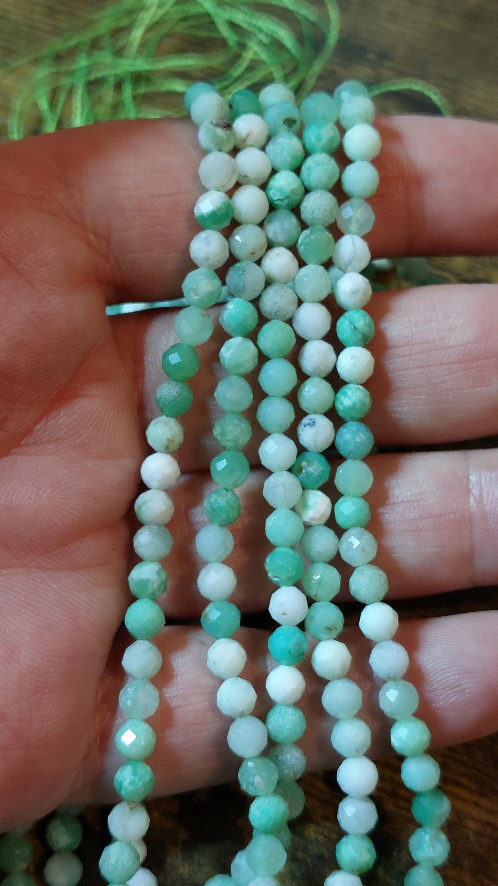 Natural Chrysoprase beads facetted round