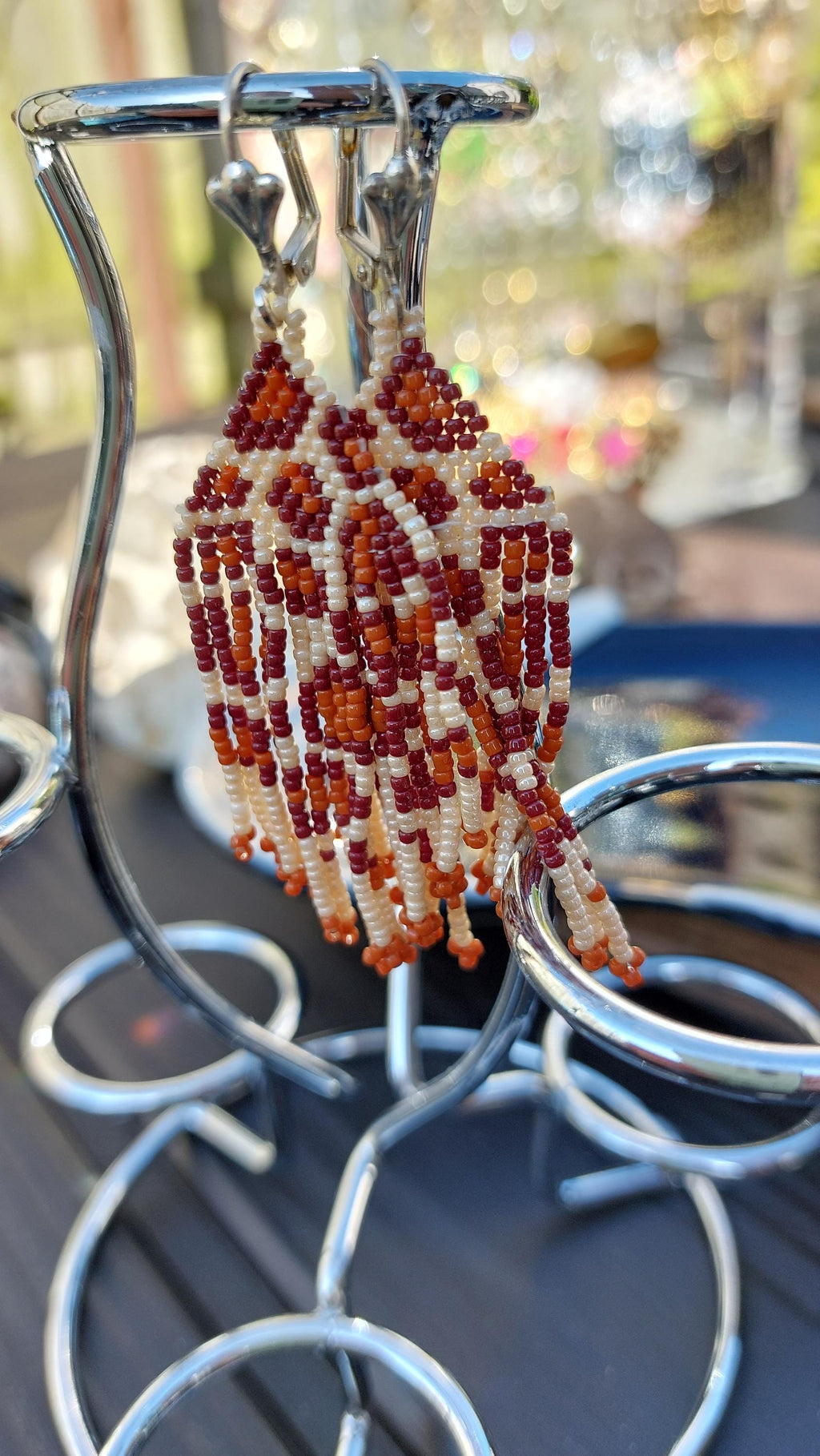 leopard design seed beads earrings