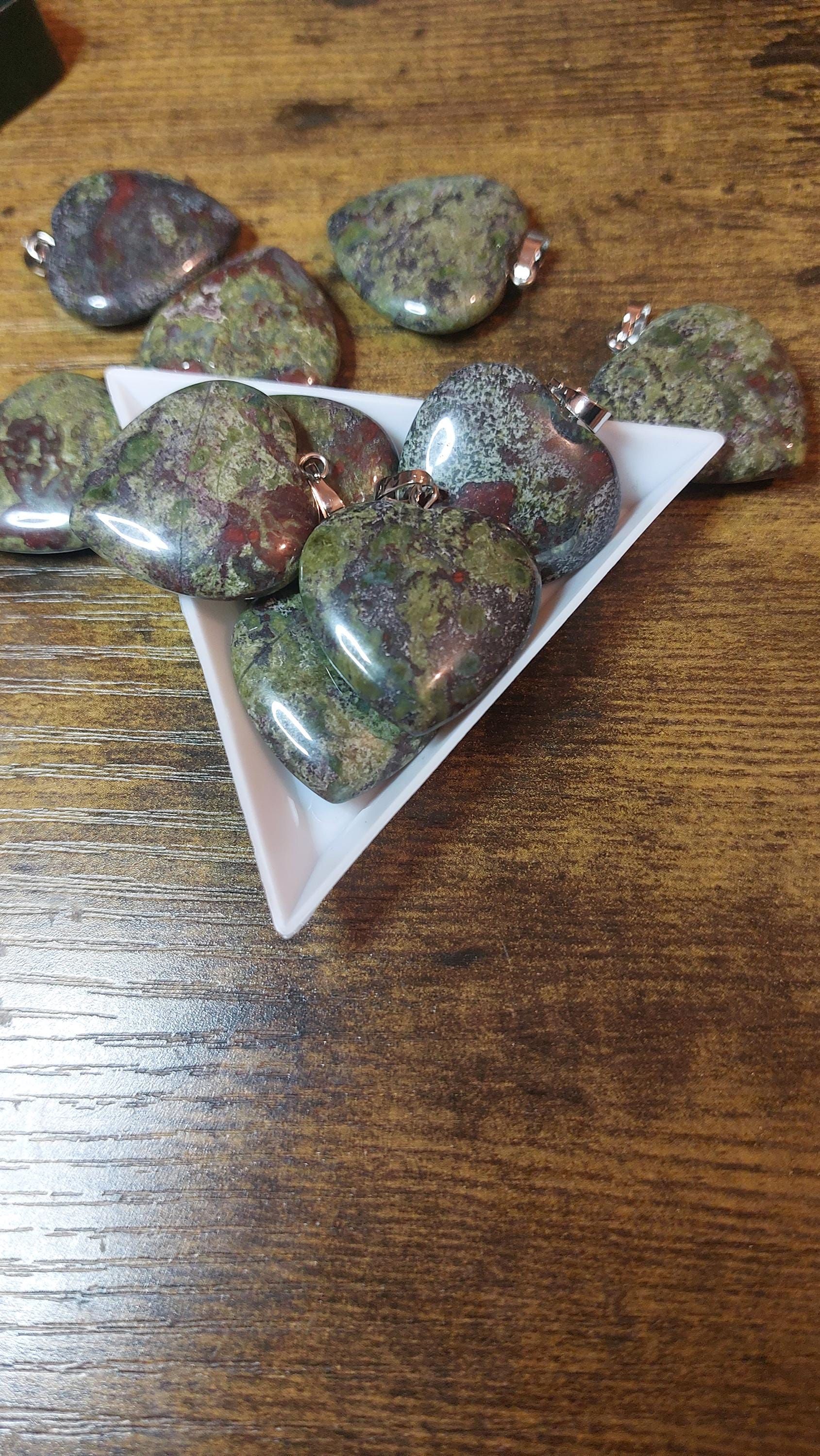 Natural Dragon Blood Jasper Heart Pendant 27x25mm