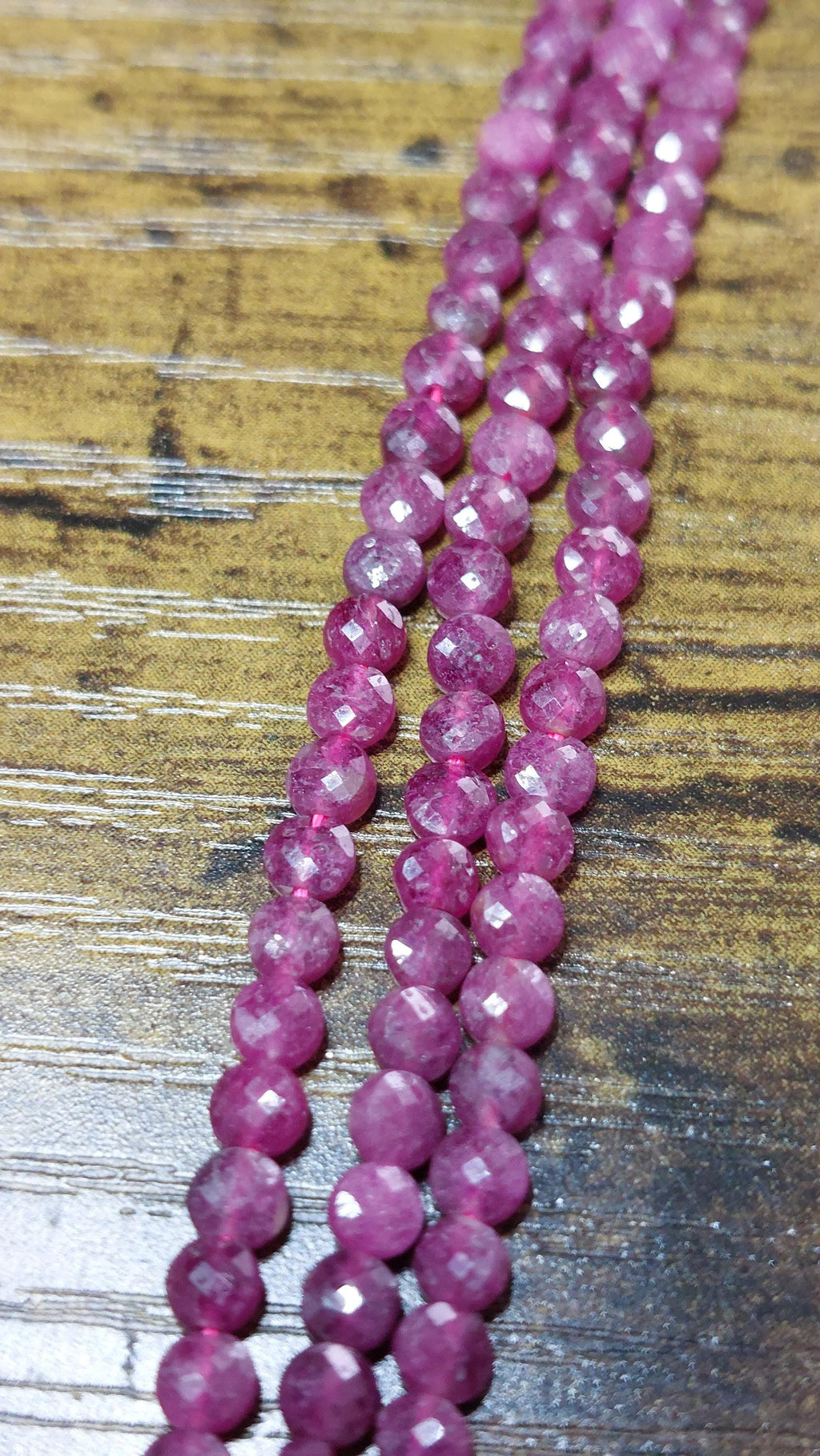 Natural Ruby / Red Corundum Faceted Beads 4x2.5mm