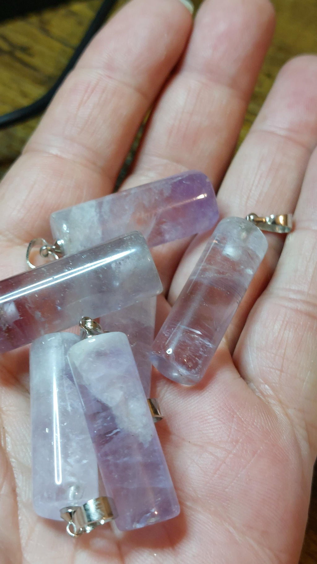 Natural Amethyst Column Pendant 34x10mm