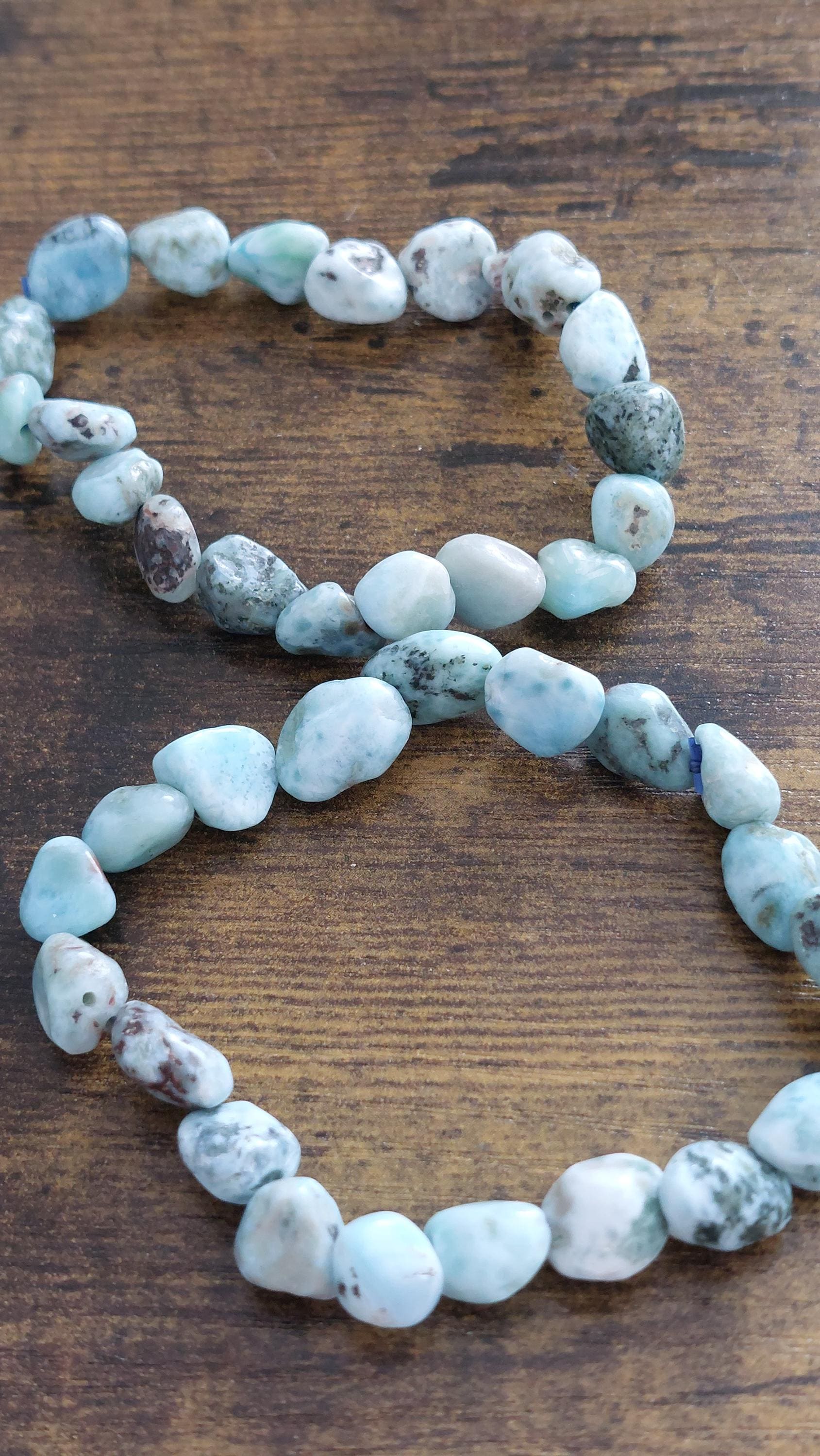 Larimar Beaded Bracelet: Oval Tumbled Gemstone