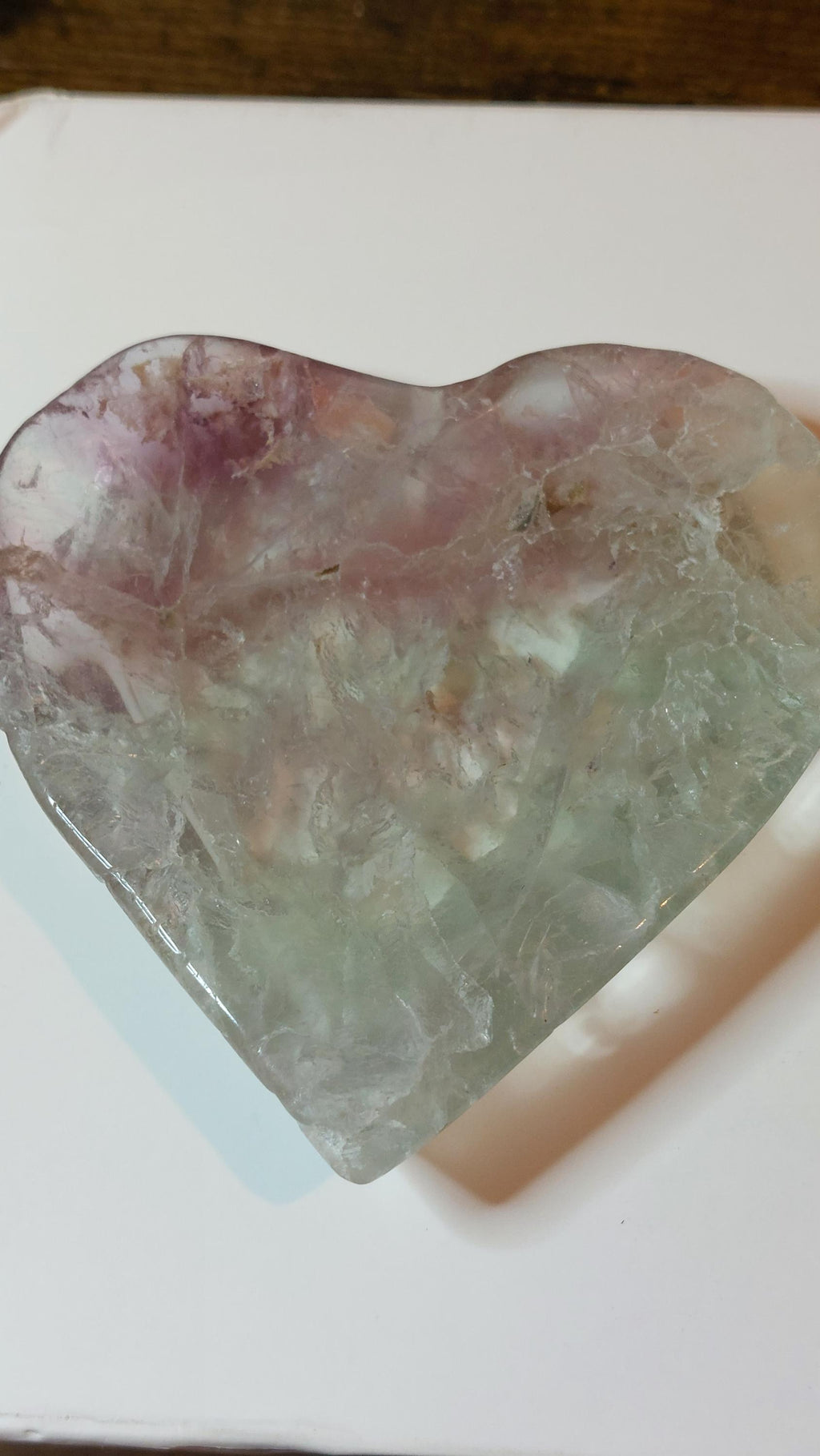 Natural fluorite carved heart plate