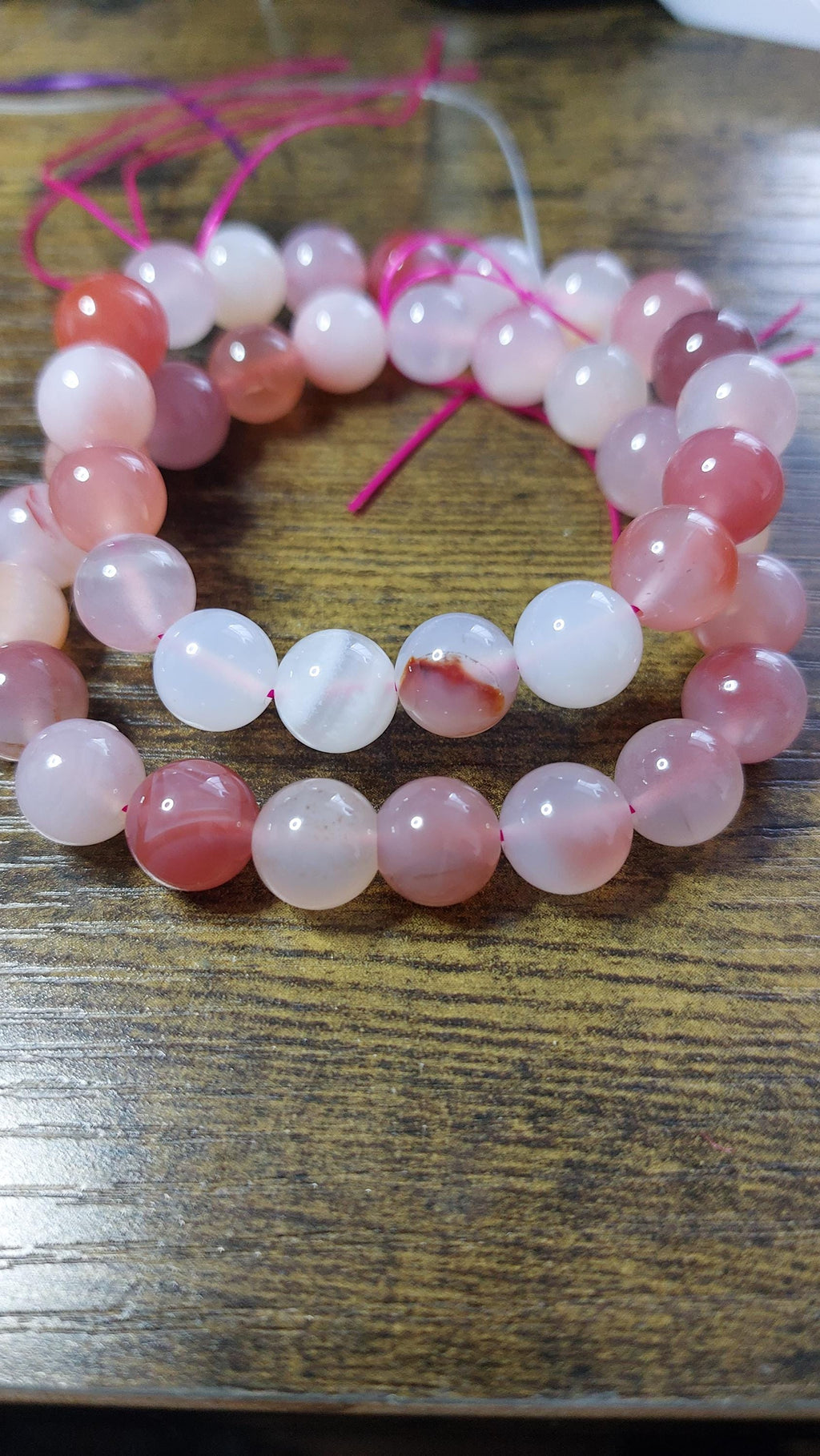 Peach agate bracelet 10mm beads