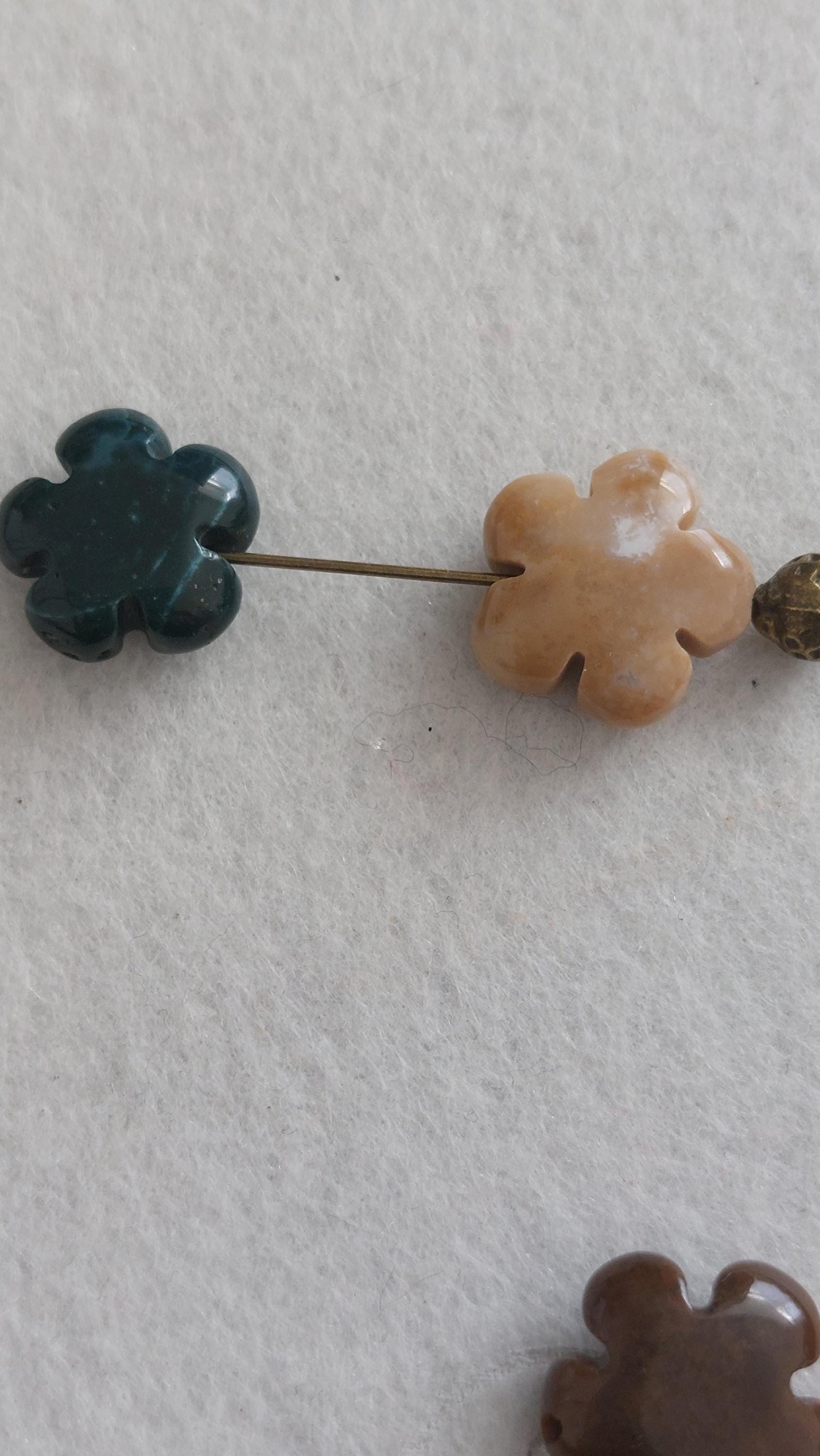 Natural Gemstone Flower Beads 14mm