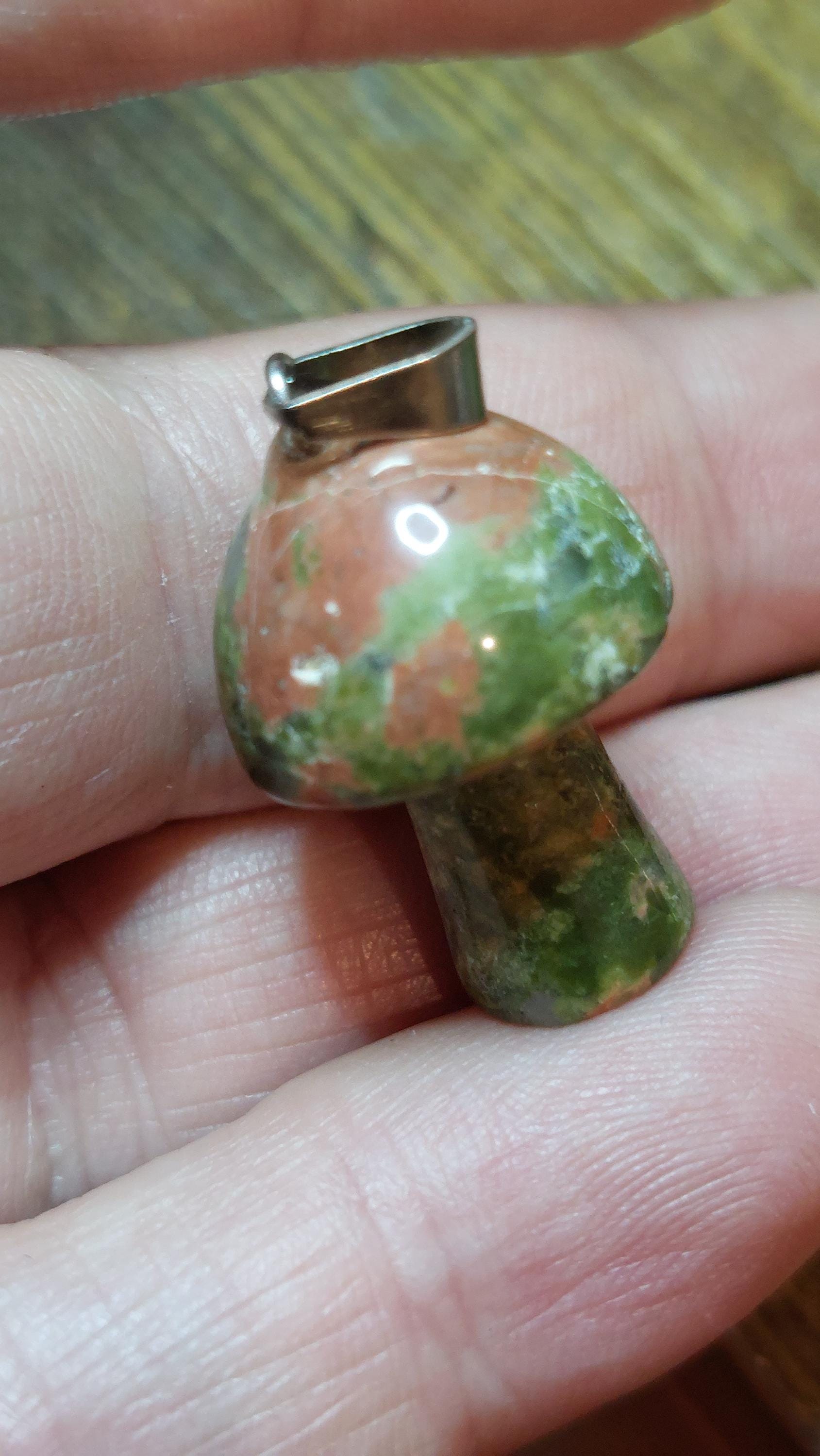 natural unakite mushrooms pendants