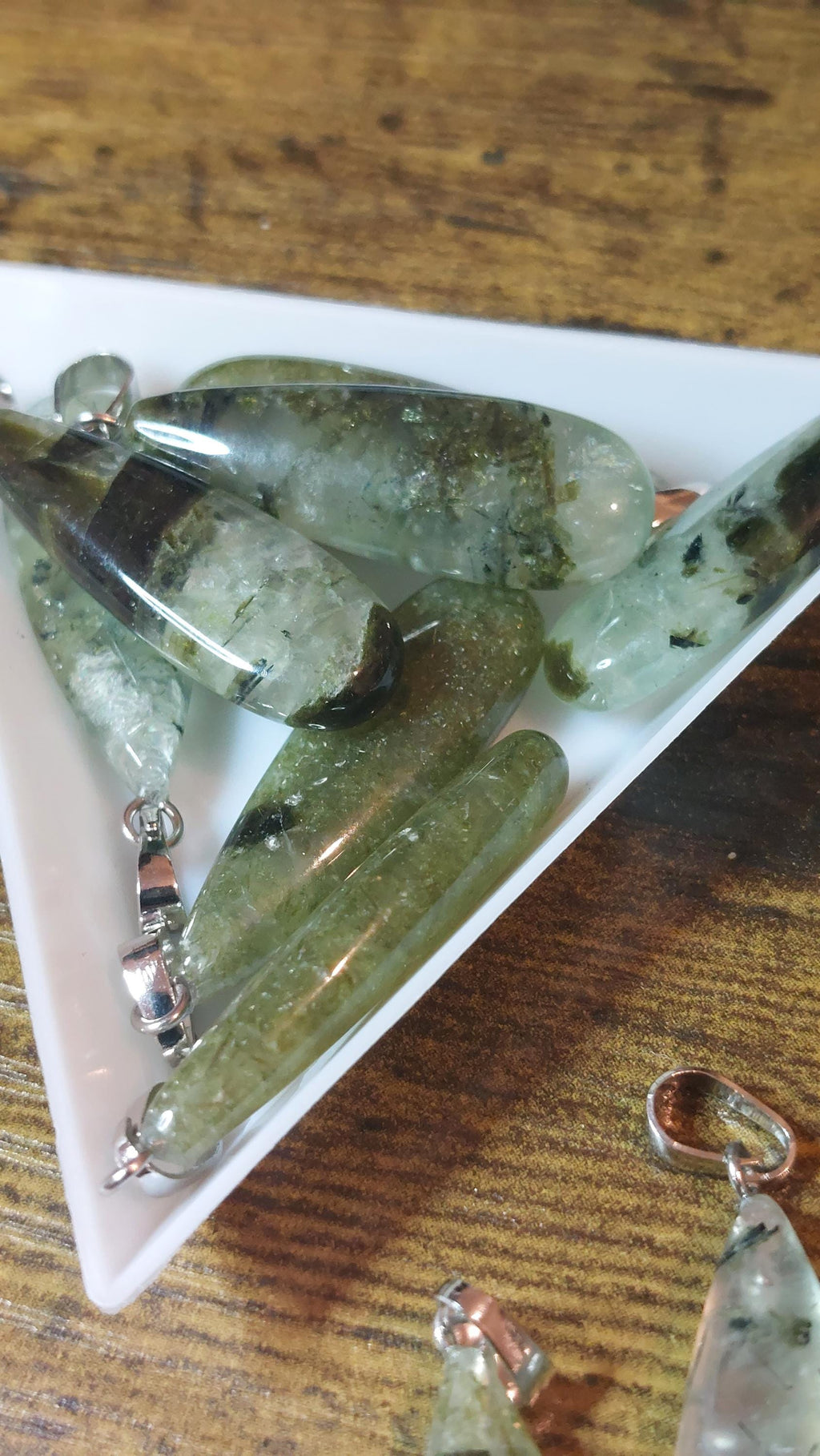 Natural prehnite pendants 34x10