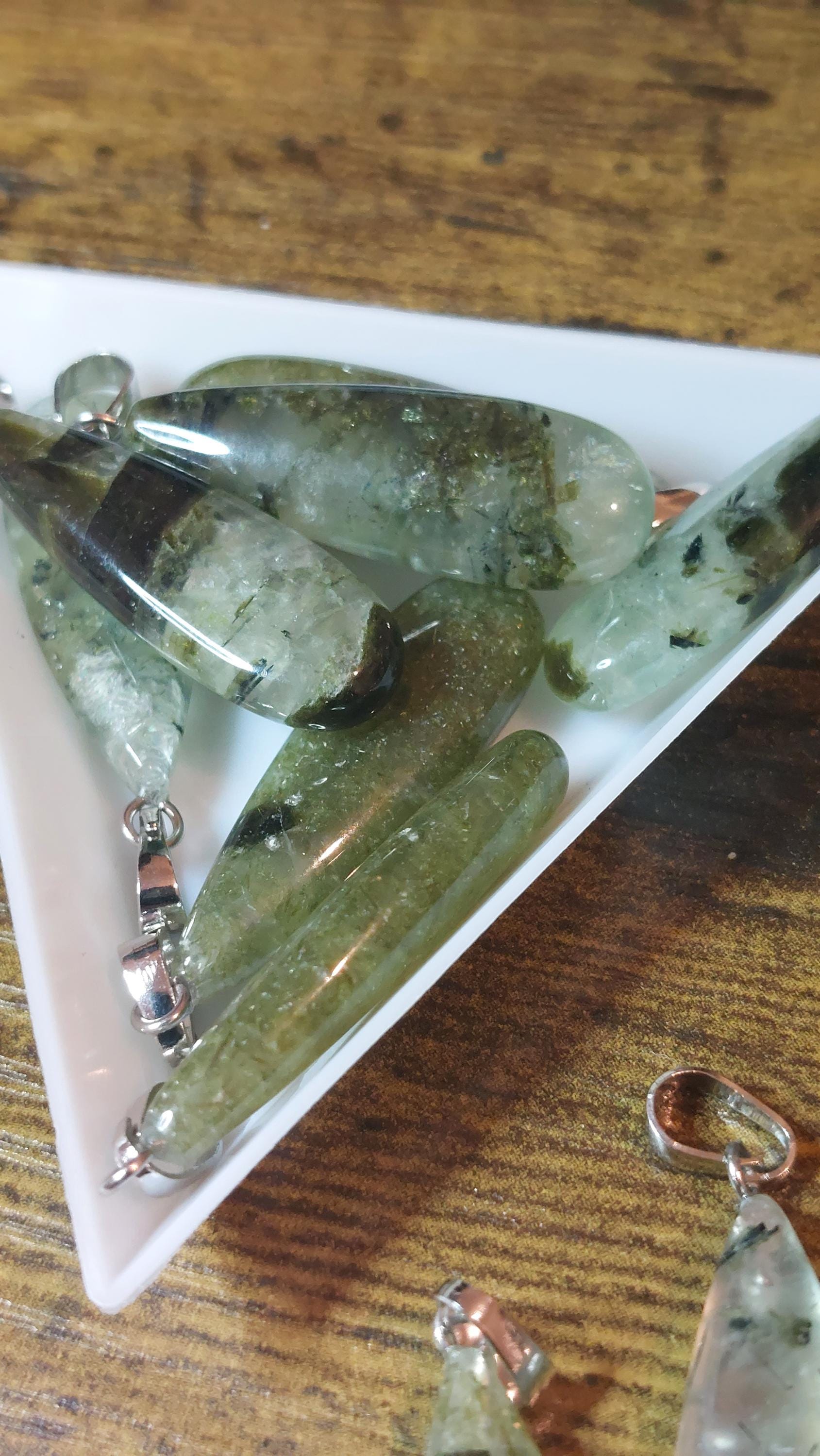 Natural prehnite pendants 34x10