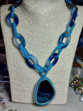 Necklace chain blue agate
