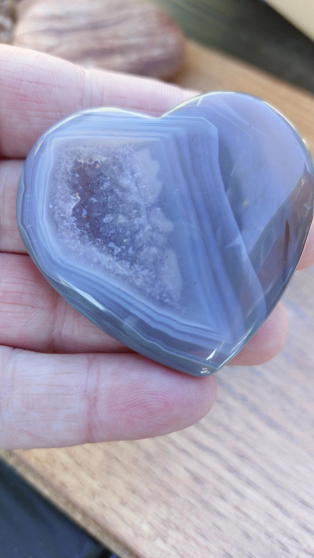natural grey agate hearts with druzy