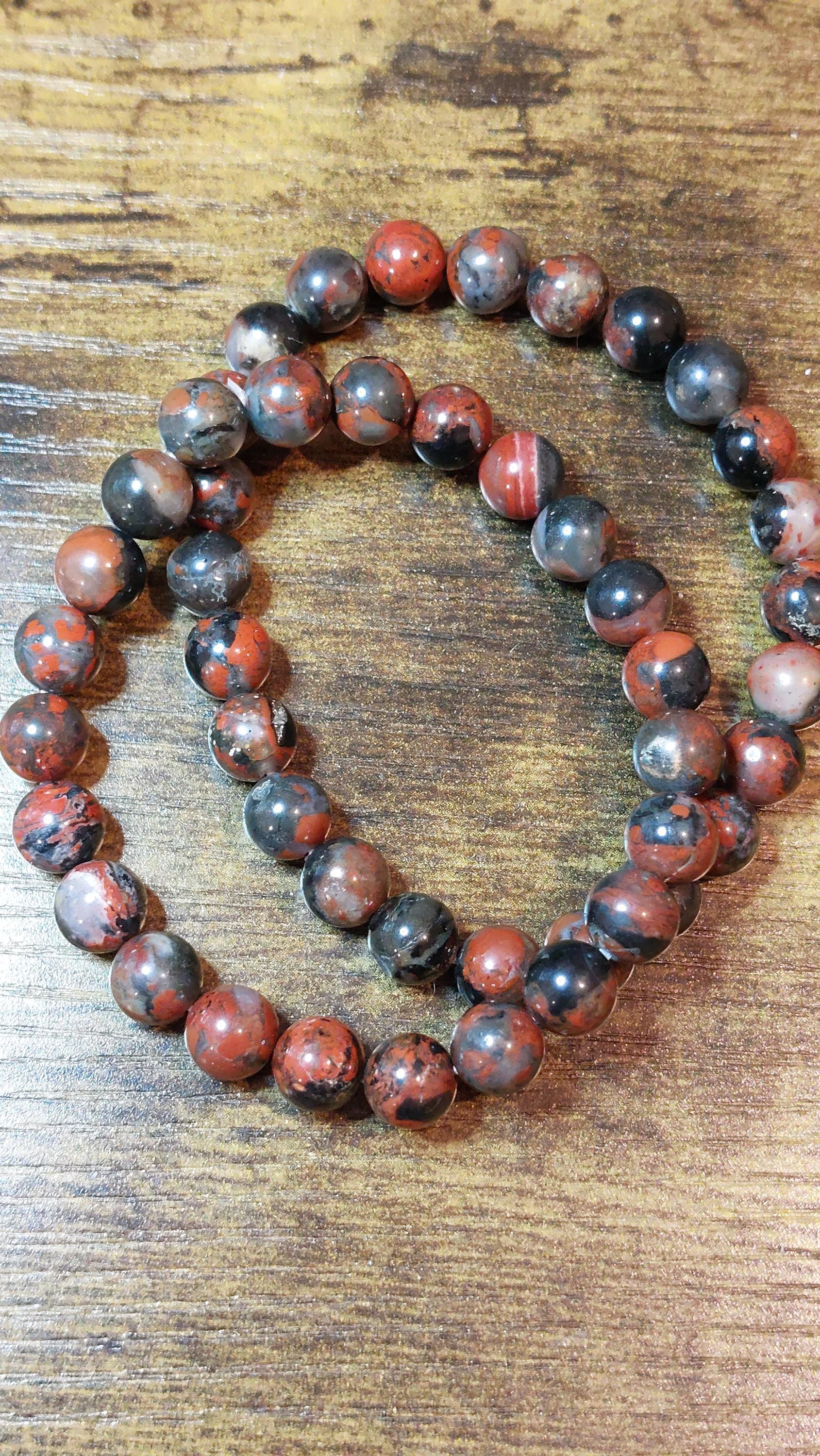 natural brecciate jasper/poppy jasper beads 8mm bracelet