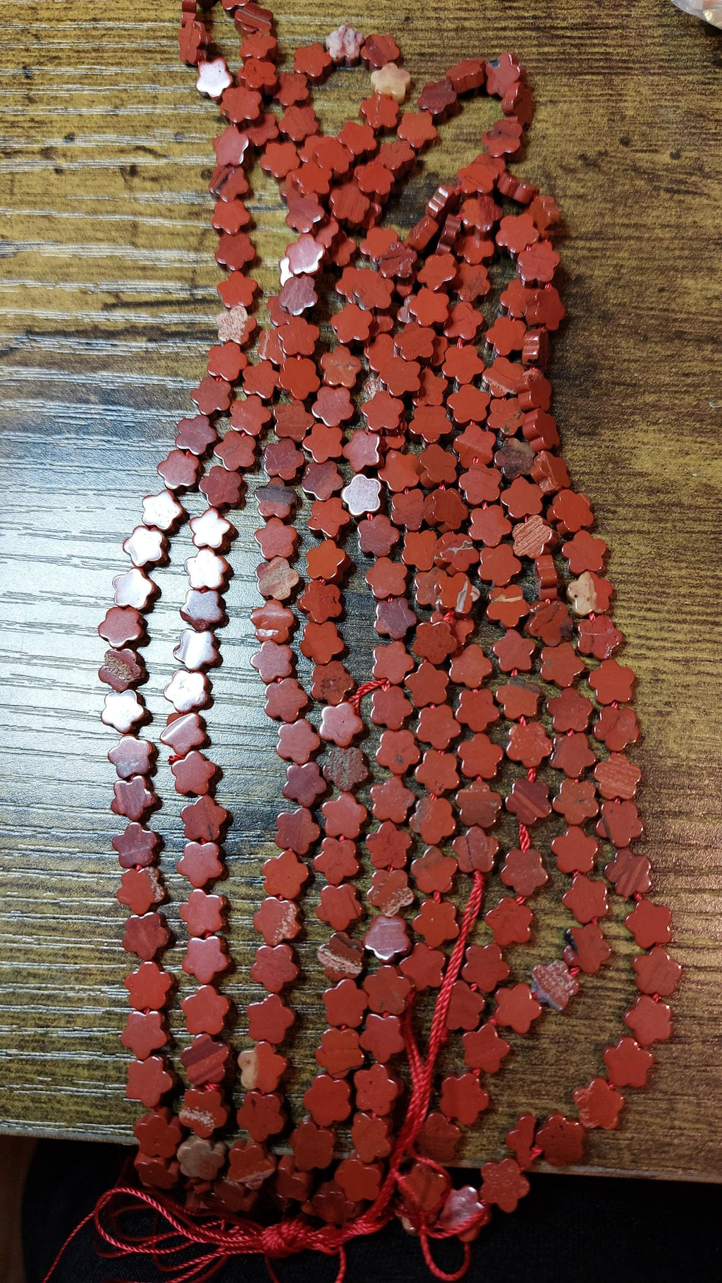 Natural Red Jasper Flower Beads 6mm