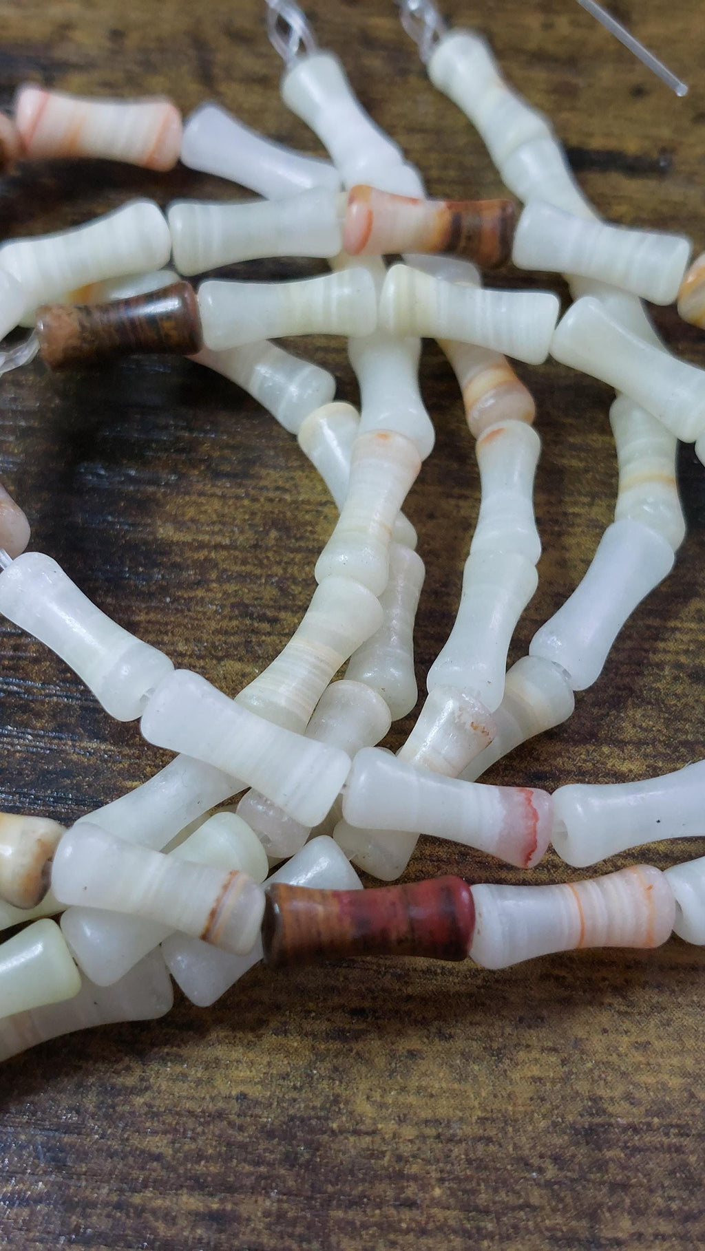 Natural Afghan Jade Bamboo Beads 12x5mm