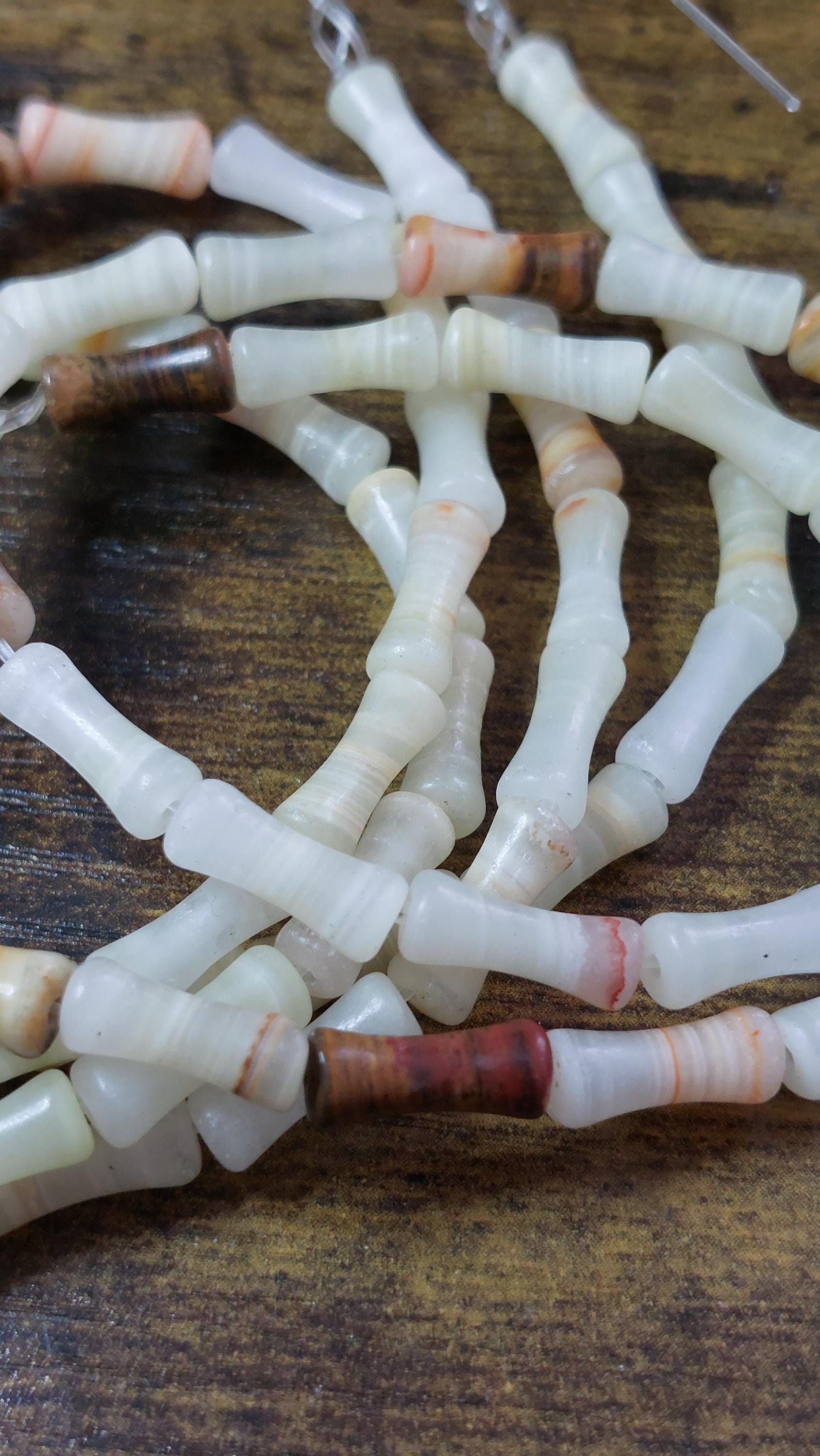 Natural Afghan Jade Bamboo Beads 12x5mm