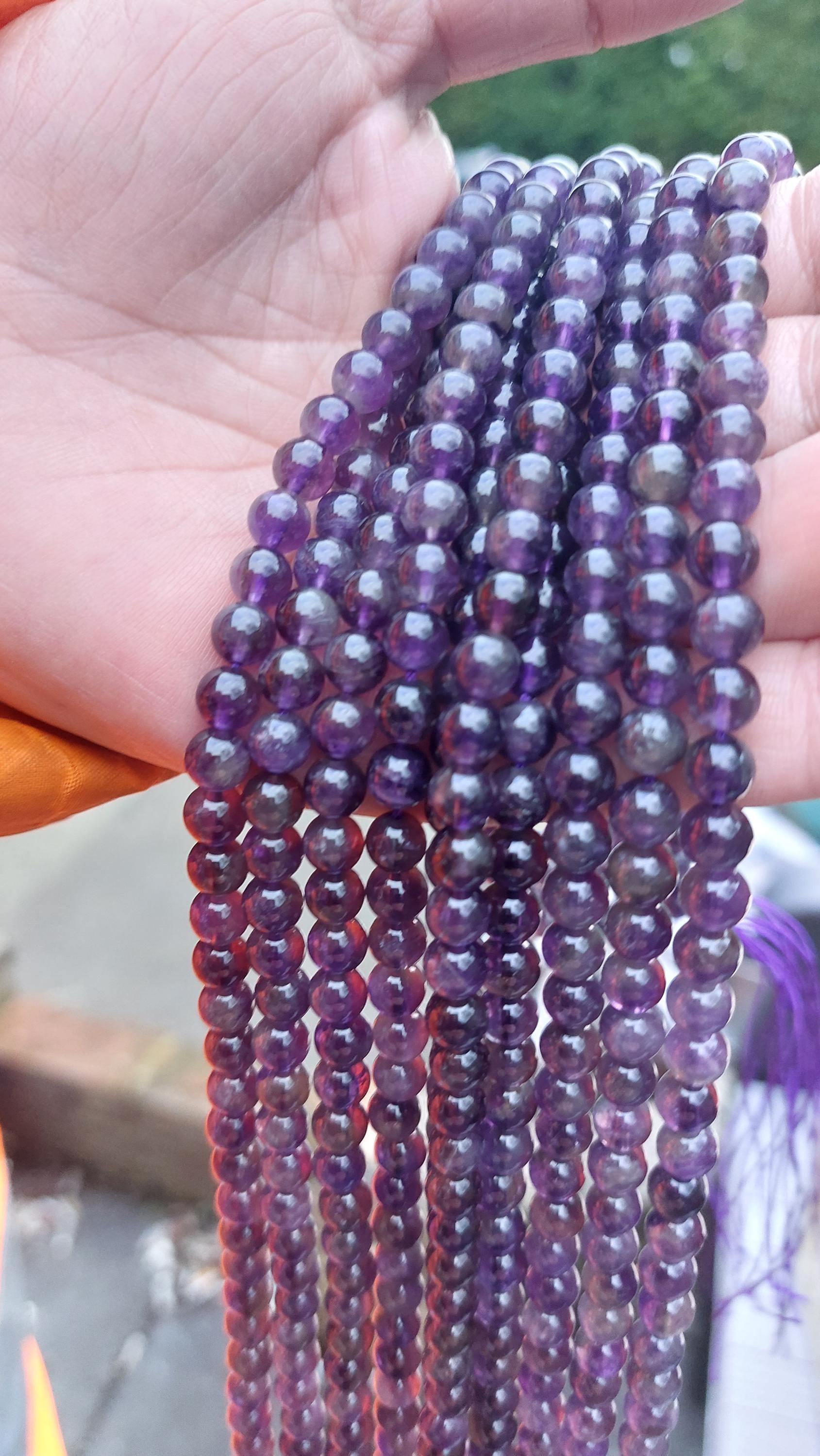 6 mm natural Amethyst beads, 15 inch strand
