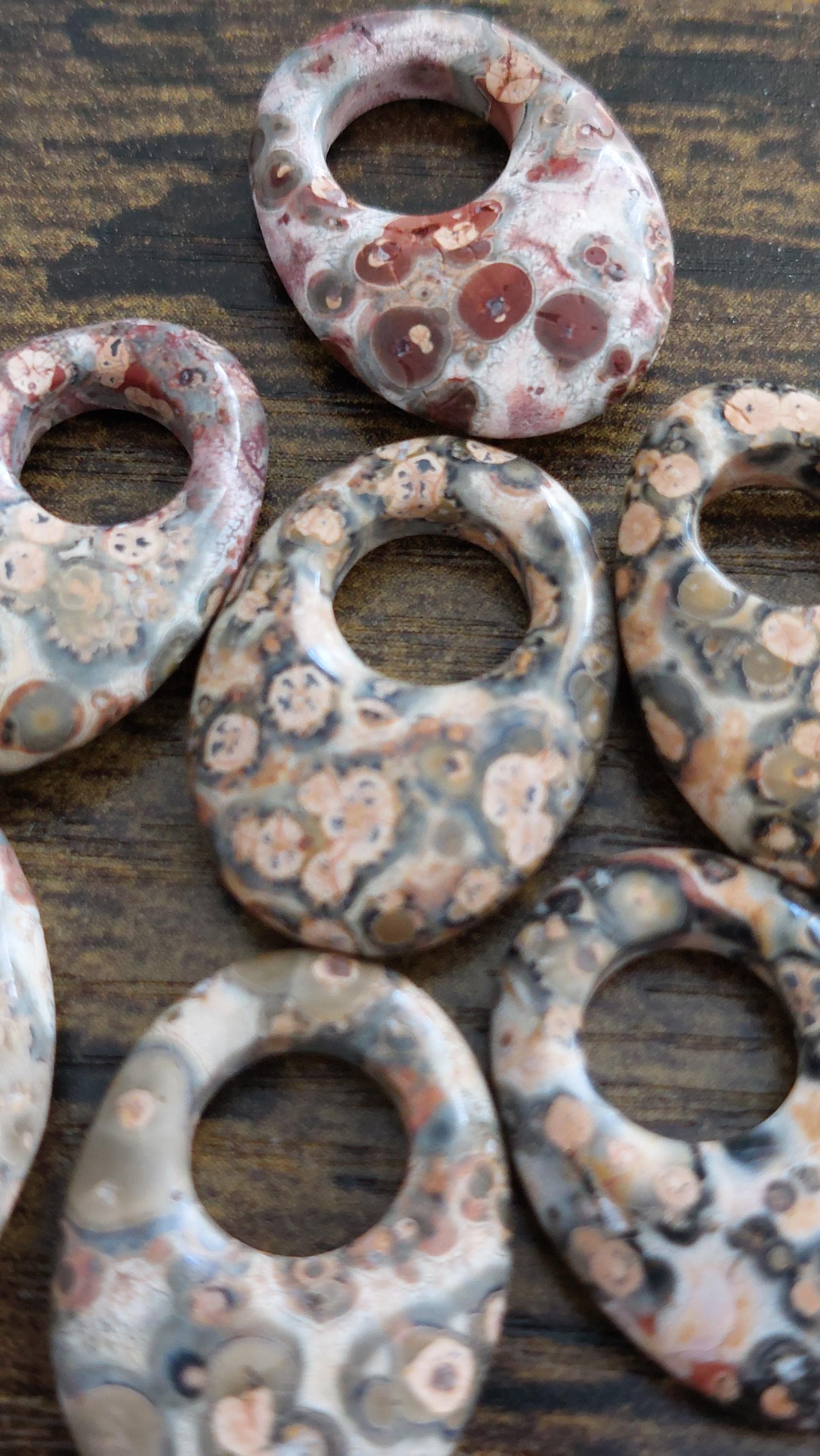 natural leopard skin jasper large hole pendants