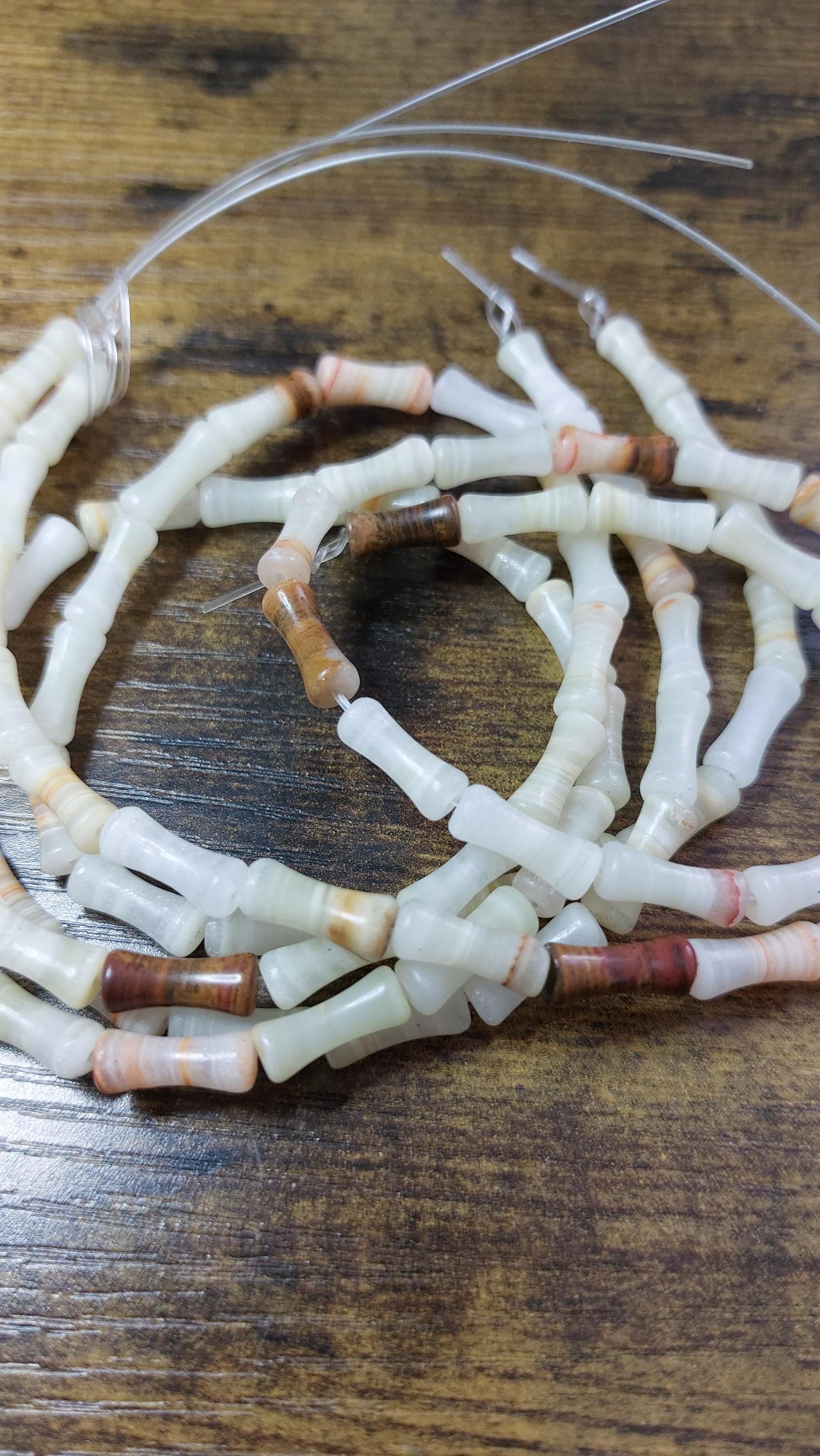 Natural Afghan Jade Bamboo Beads 12x5mm
