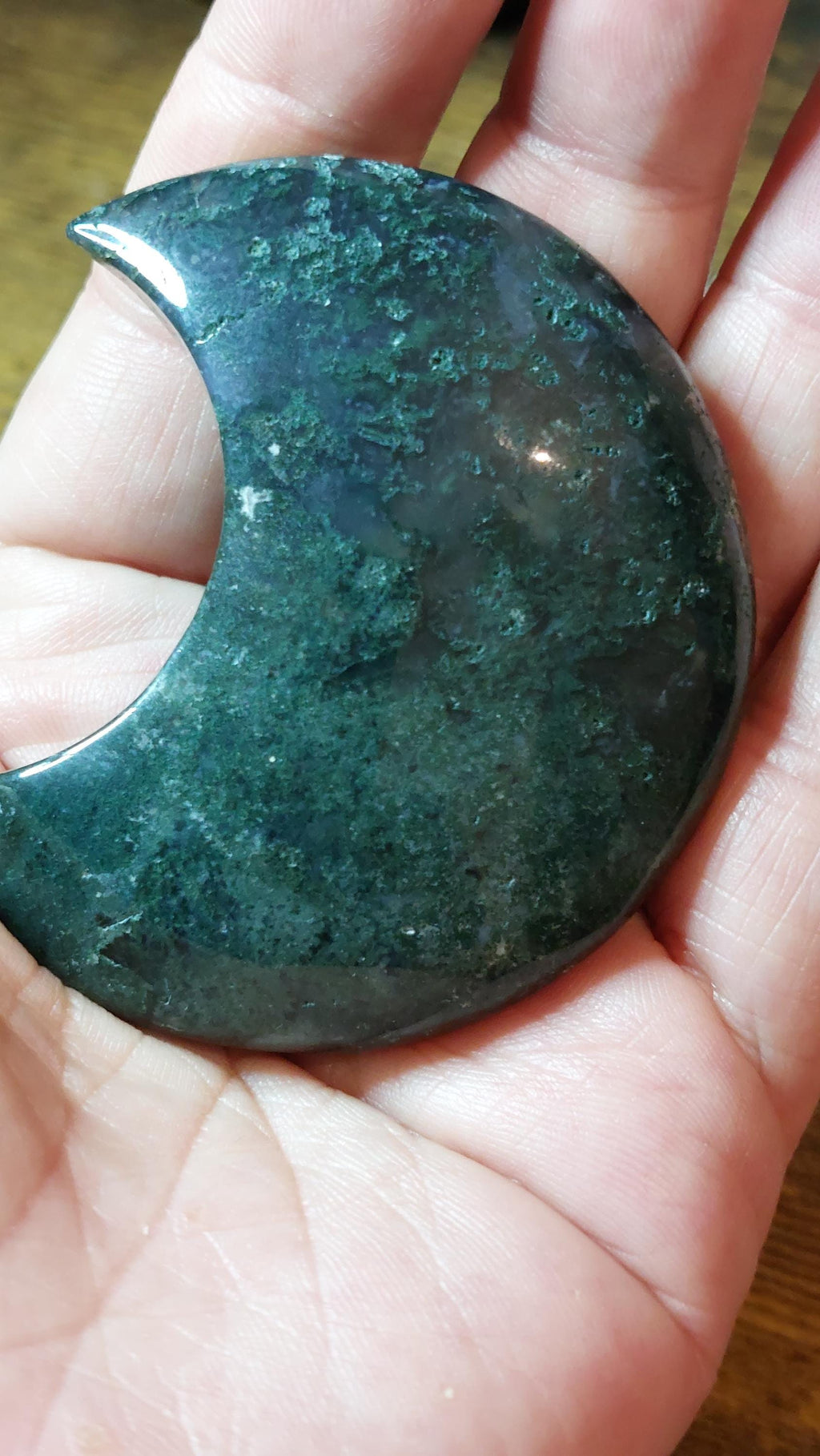 Natural Moss Agate moon