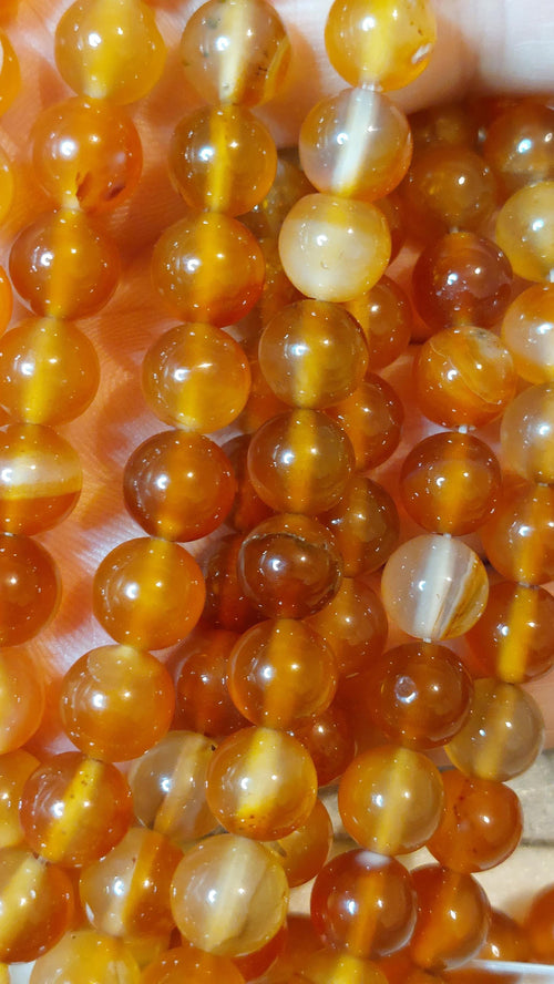 8 mm natural agate, 15 inch strand.