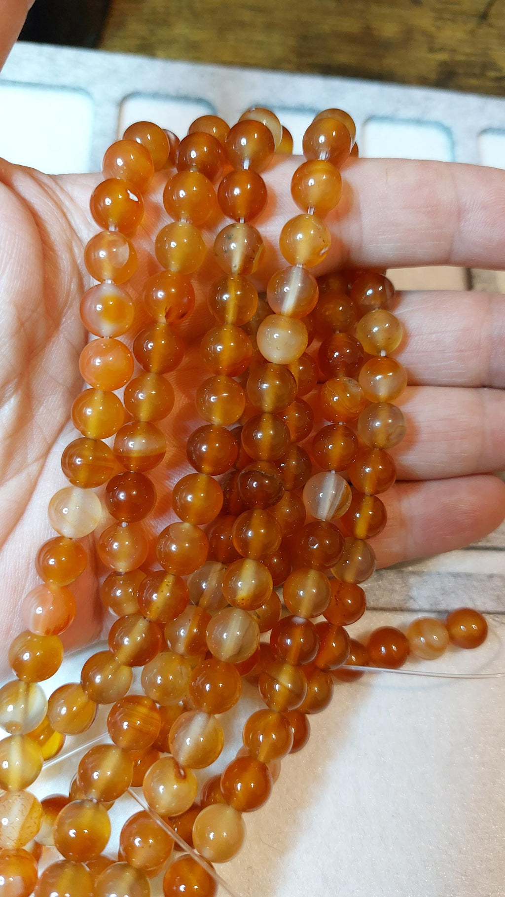 8 mm natural agate, 15 inch strand.