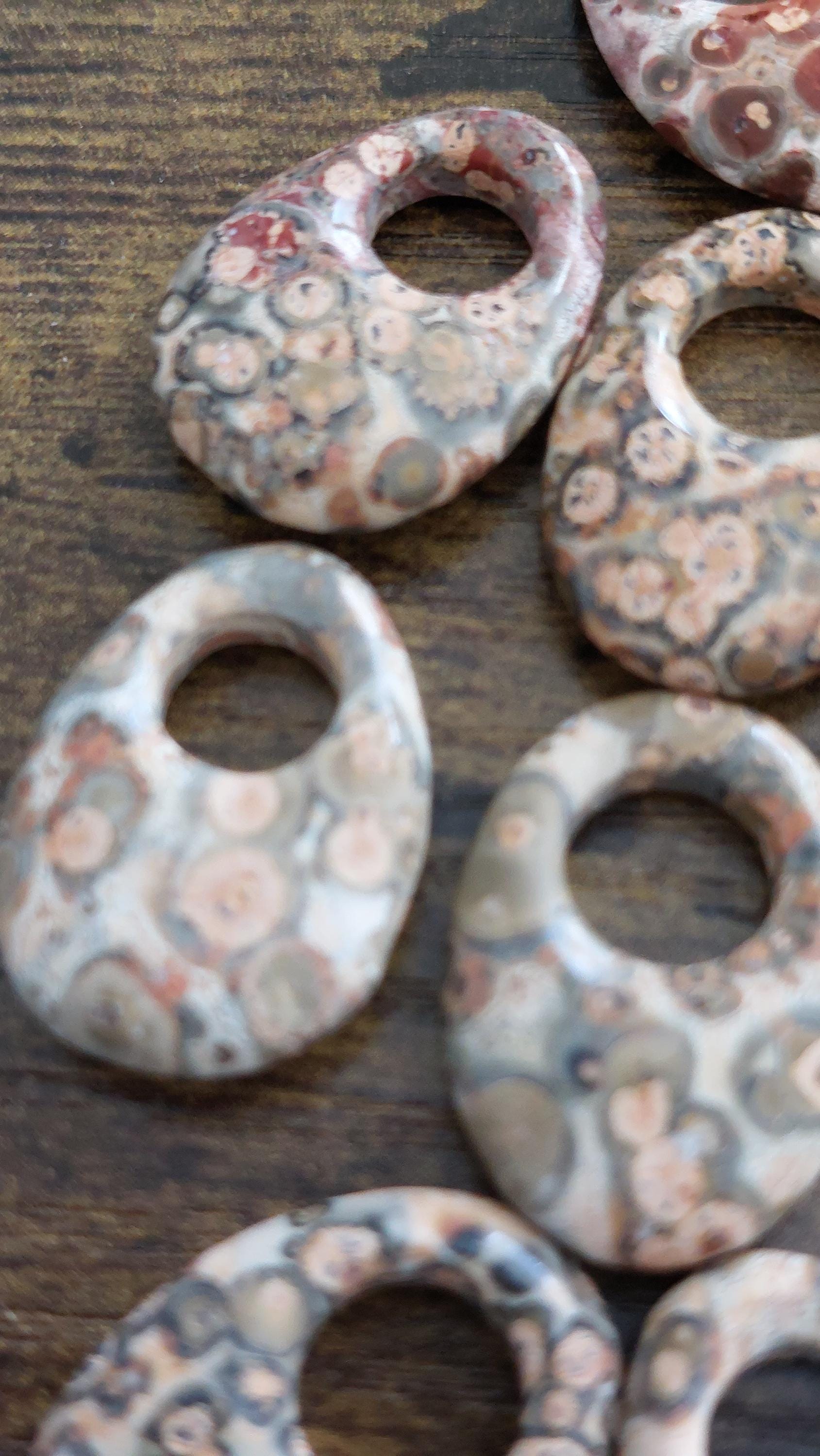 natural leopard skin jasper large hole pendants