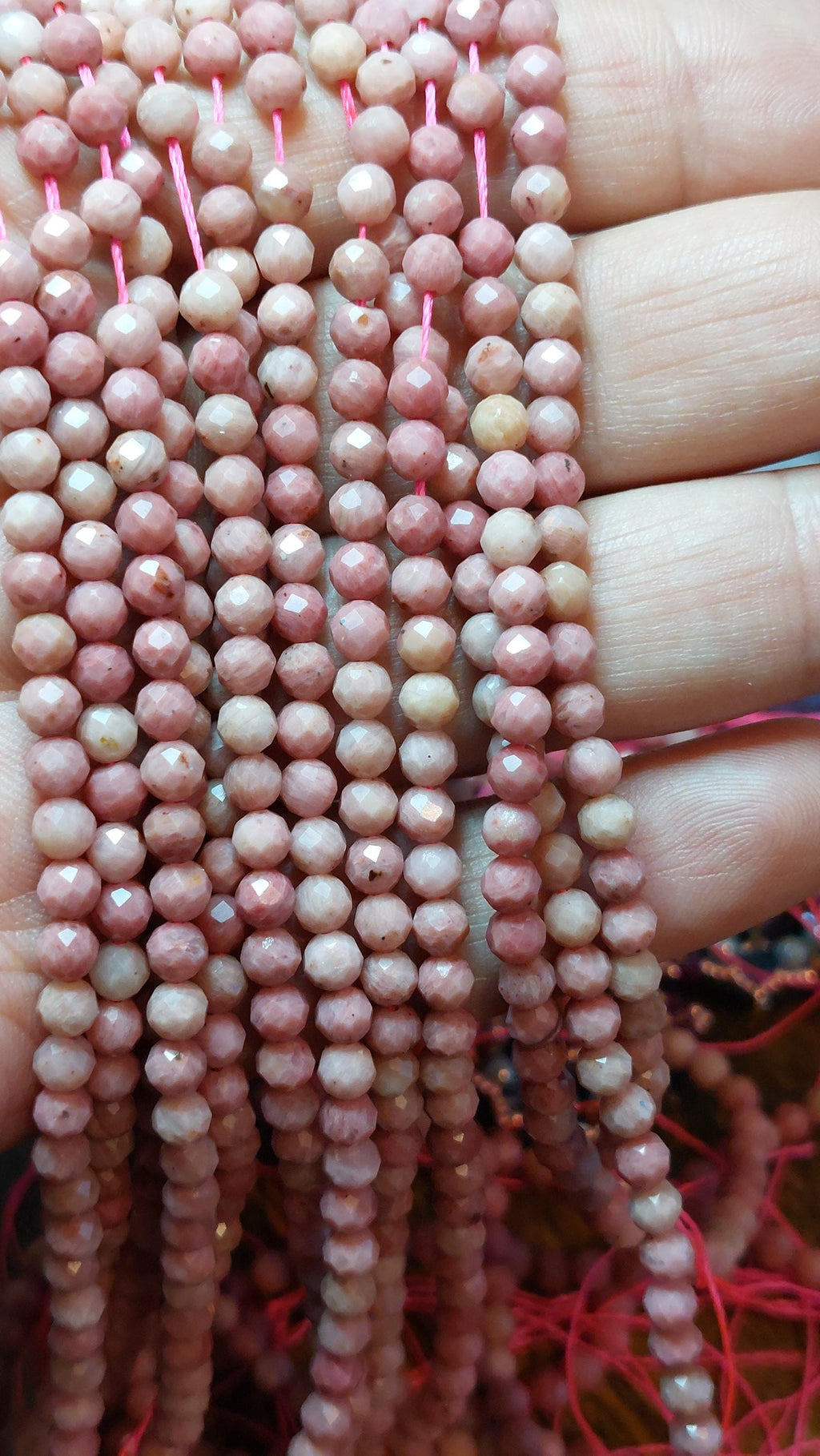 natural rhodonite beads Faceted 4mm