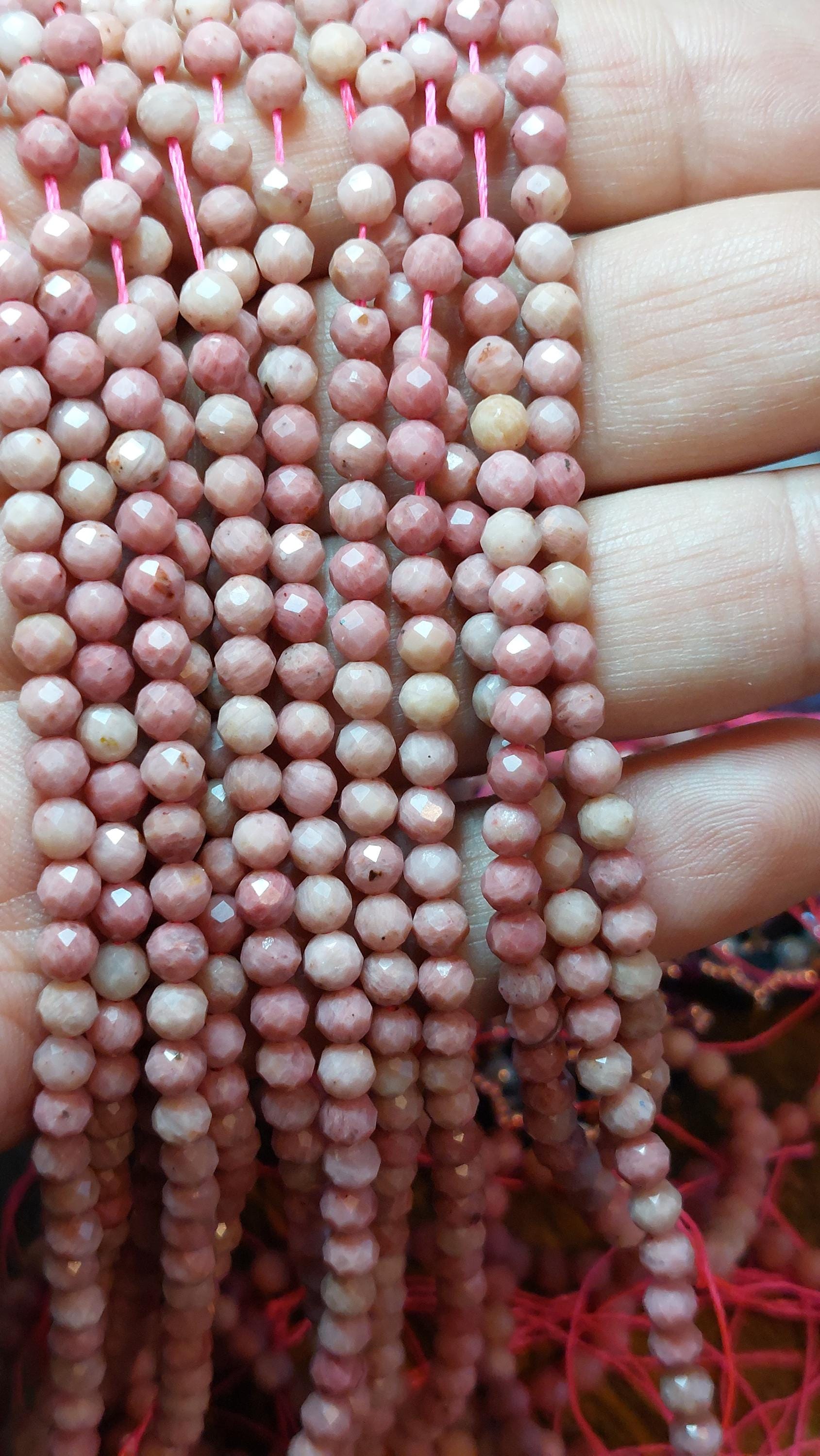 natural rhodonite beads Faceted 4mm